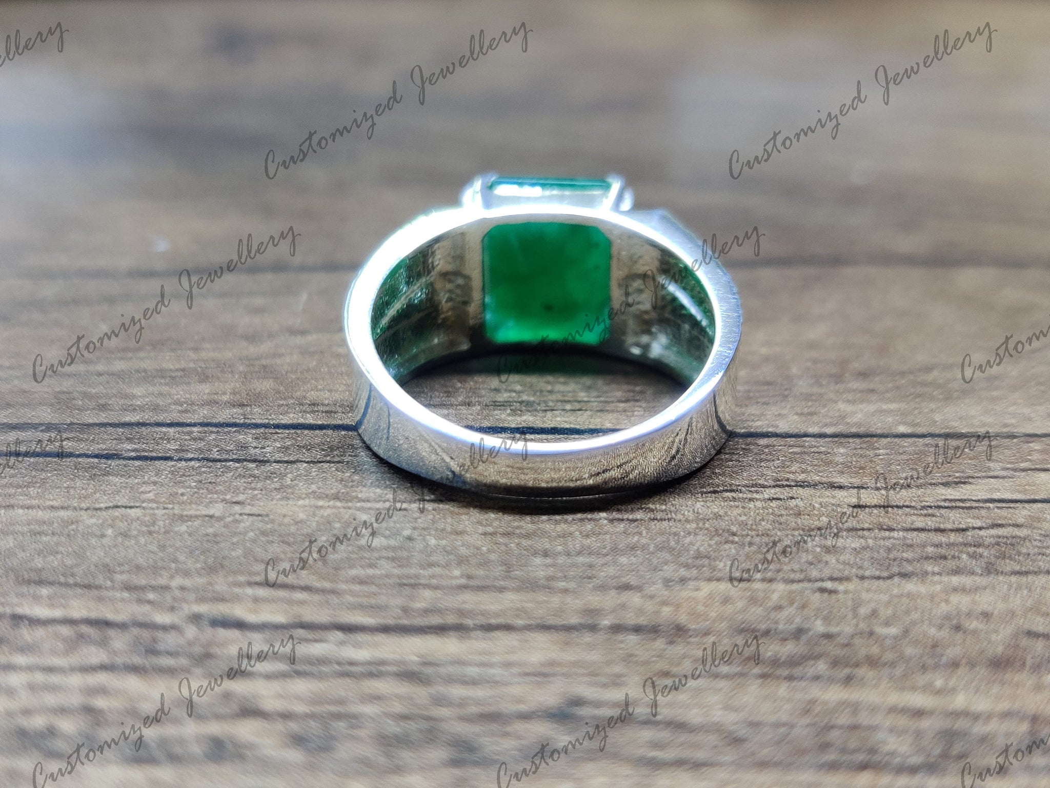 Mens Emerald Statement Ring High Quality Genuine Emerald Ring Natural Emerald Statement Ring 7x9 Emerald Cut Silver Emerald Wedding Ring