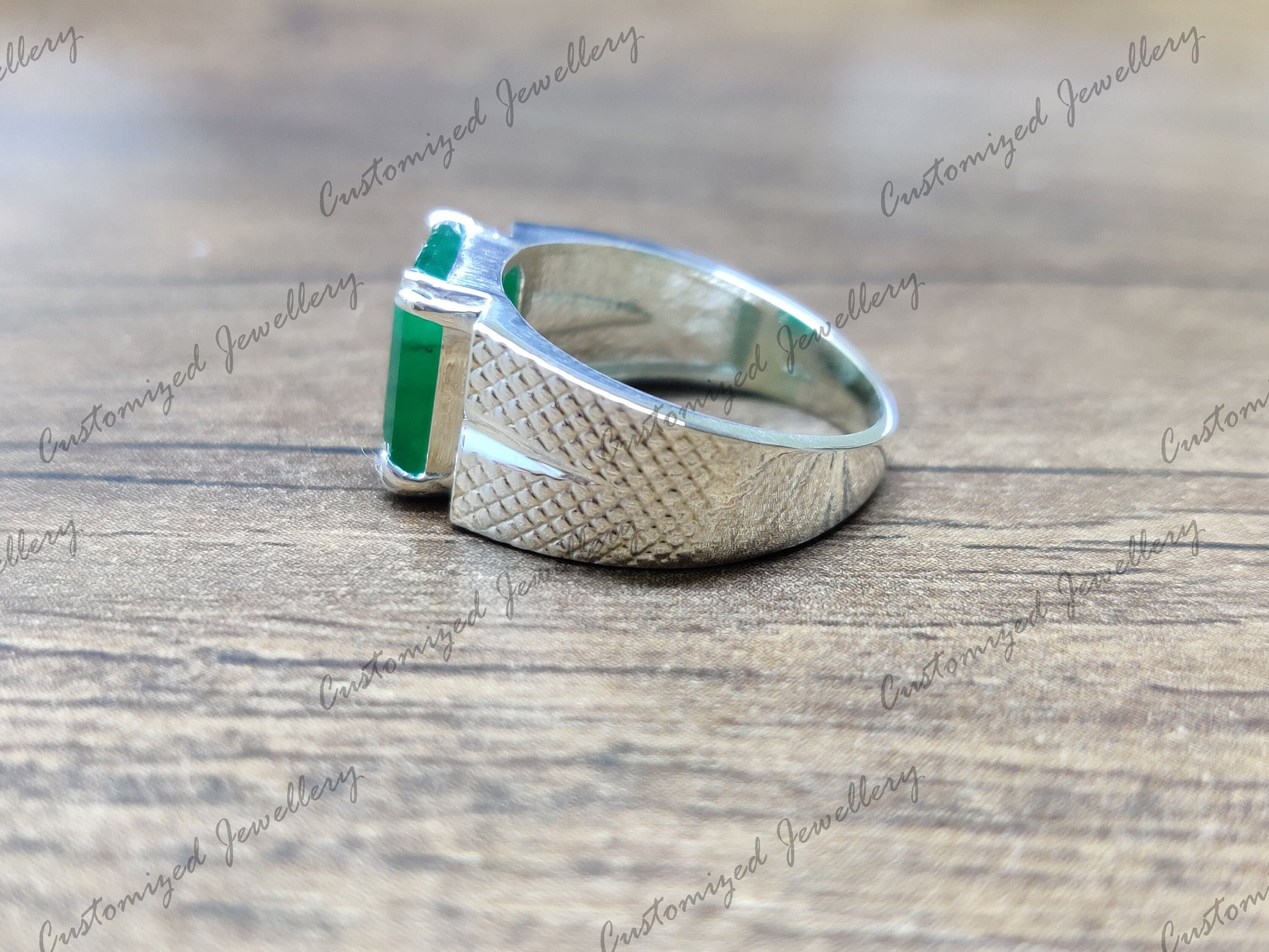 Mens Emerald Statement Ring High Quality Genuine Emerald Ring Natural Emerald Statement Ring 7x9 Emerald Cut Silver Emerald Wedding Ring