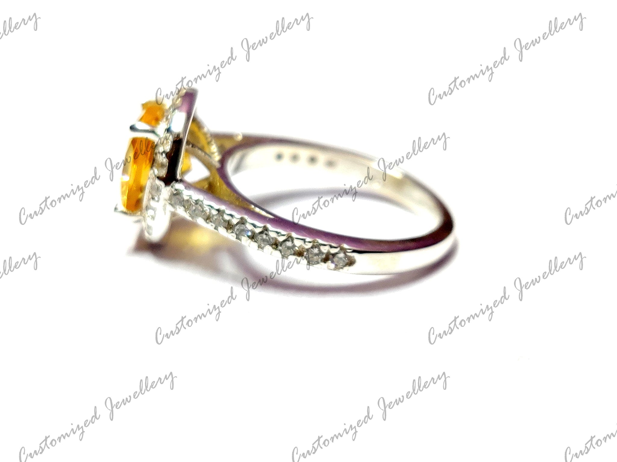 Citrine Engagement Ring High Quality Citrine Cushion Cut Wedding Ring 8 mm Cushion Citrine Anniversary Ring Silver Cushion Engagement Band