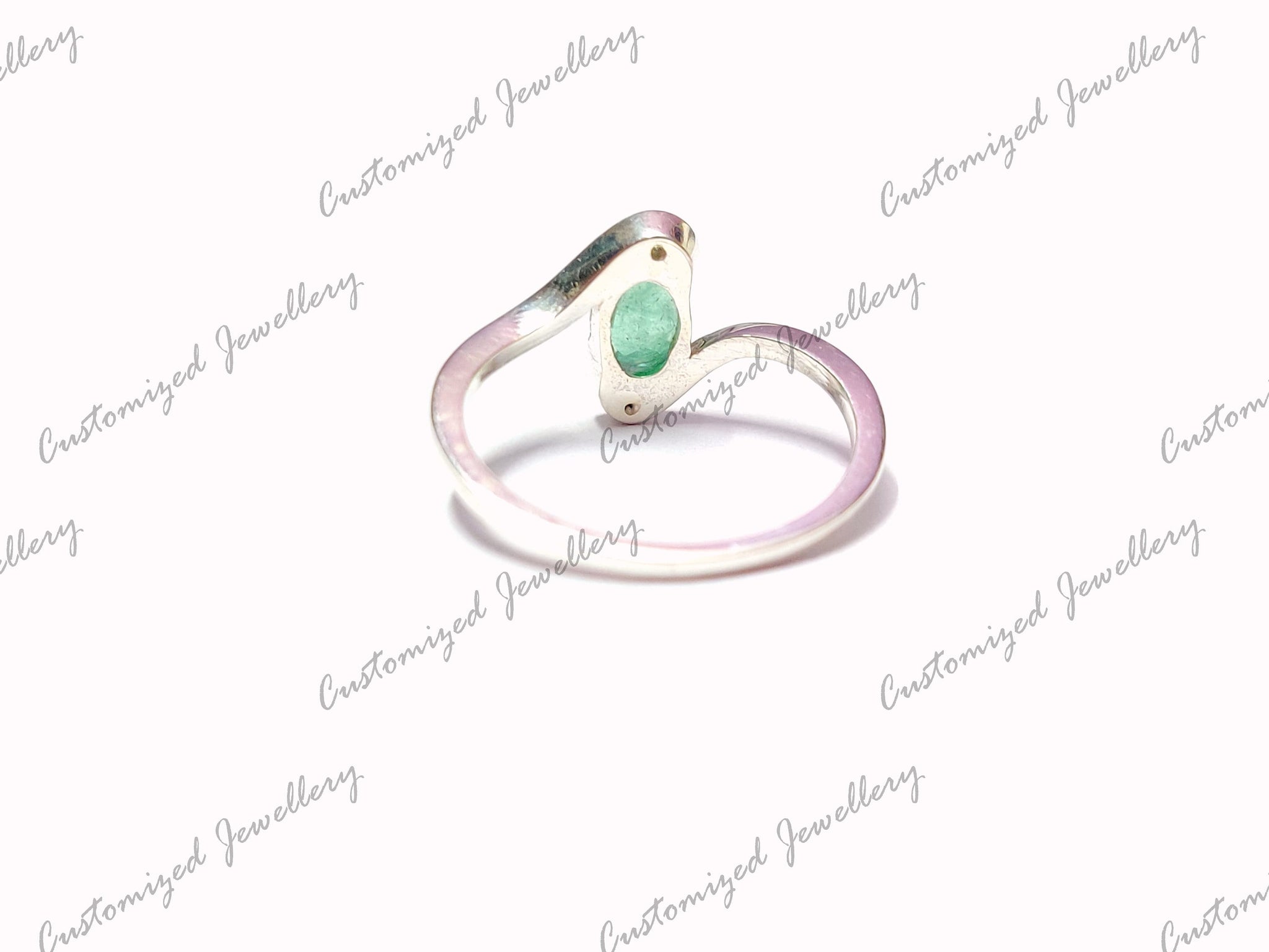 Silver Twist Emerald Birthstone Ring Designer Emerald Promise Ring May Birthstone Ring 1 Ct Emerald Ring Emerald Valentine Ring Emerald Band