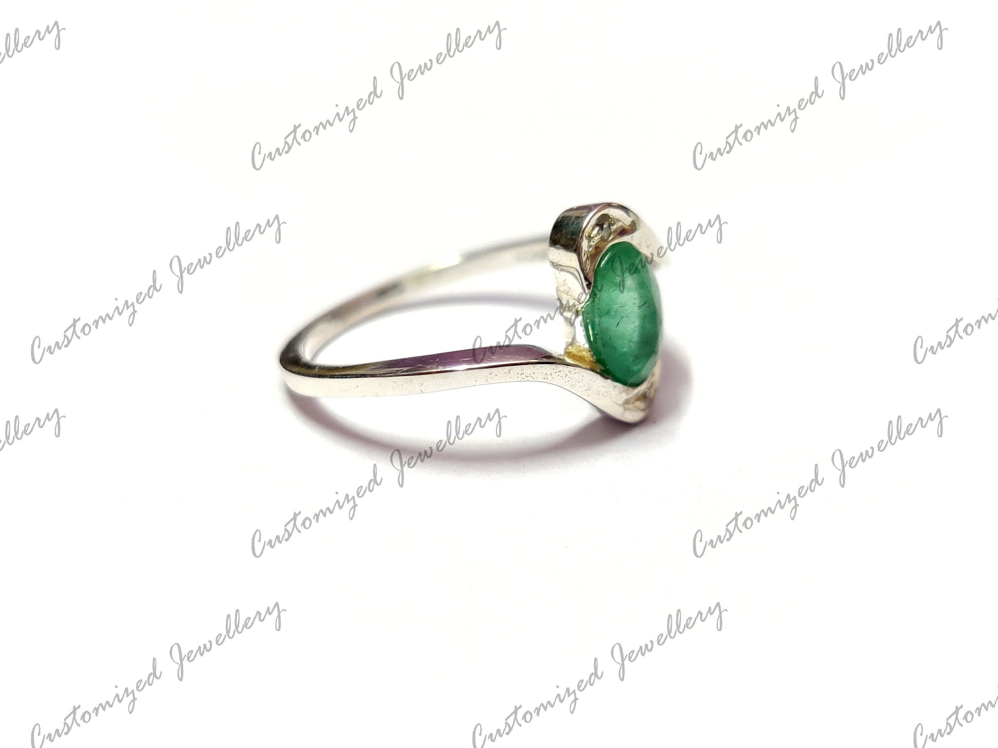 Silver Twist Emerald Birthstone Ring Designer Emerald Promise Ring May Birthstone Ring 1 Ct Emerald Ring Emerald Valentine Ring Emerald Band