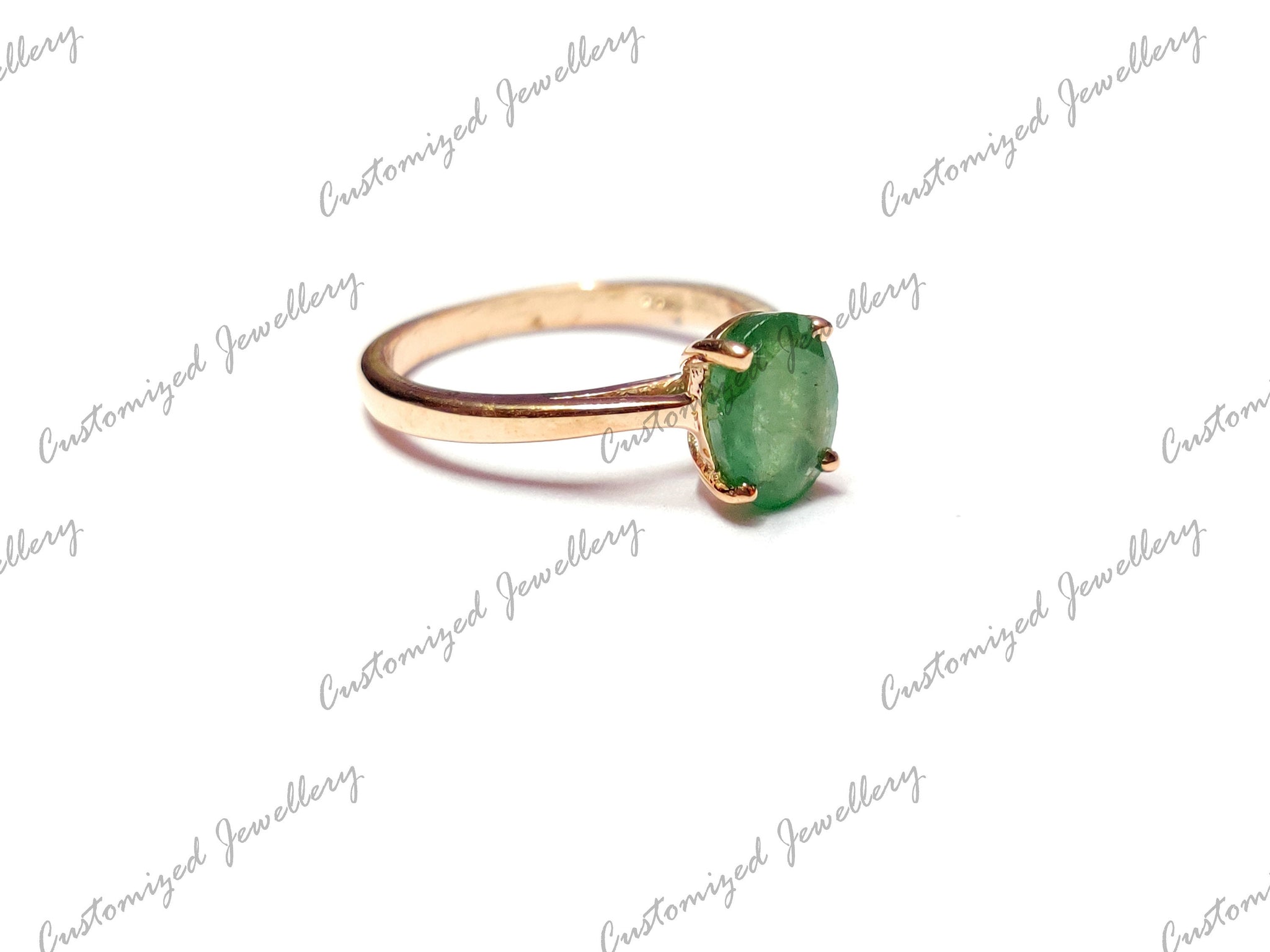 Beautiful Emerald Ring 6x8 mm Oval Emerald Designer Ring Emerald Promise Ring Genuine emerald Ring Rose Gold Plated Emerald Ring Birthstone