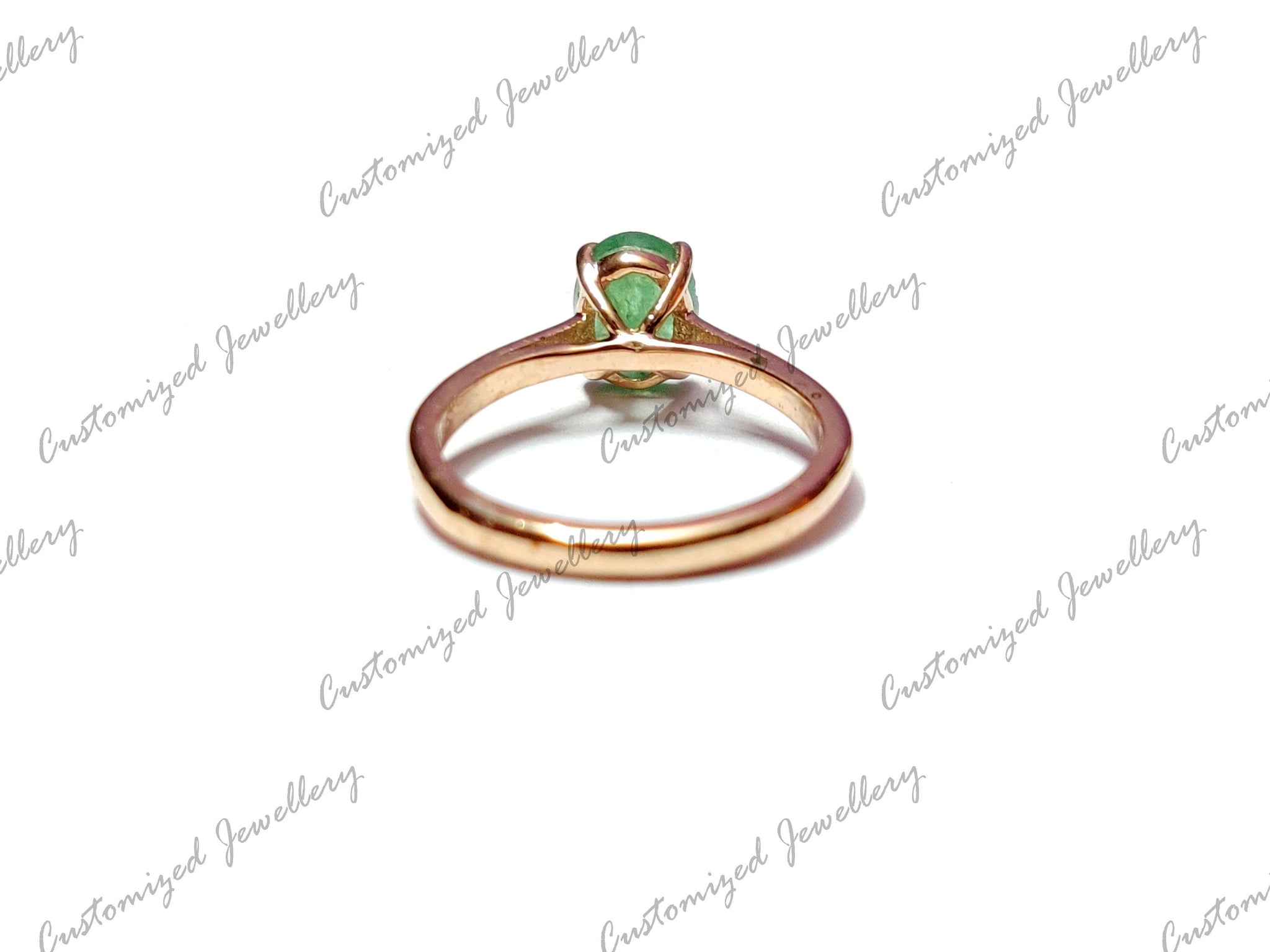 Beautiful Emerald Ring 6x8 mm Oval Emerald Designer Ring Emerald Promise Ring Genuine emerald Ring Rose Gold Plated Emerald Ring Birthstone