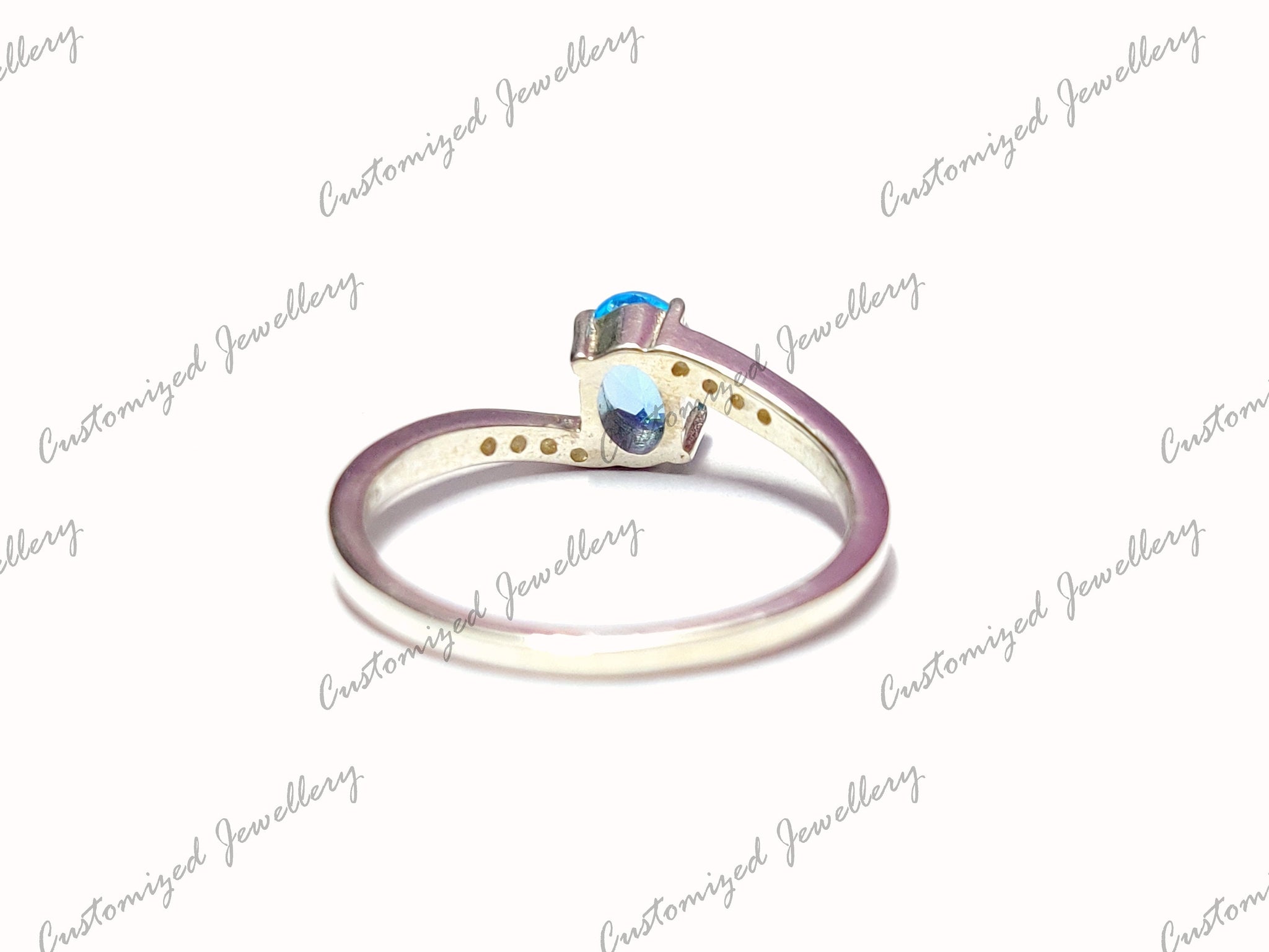 Twist Swiss Blue Topaz Birthstone Ring Designer Blue Topaz Promise Ring November Birthstone Ring 1 Ct Swiss Blue Topaz Ring Valentine Ring