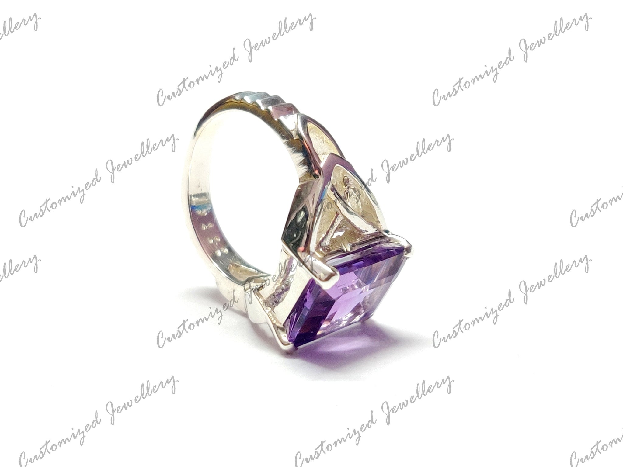 Large Amethyst Statement Ring Big Amethyst Cocktail Ring 9x11 Emerald Cut Amethyst Ring February Birthstone 925 Silver February Mens Ring