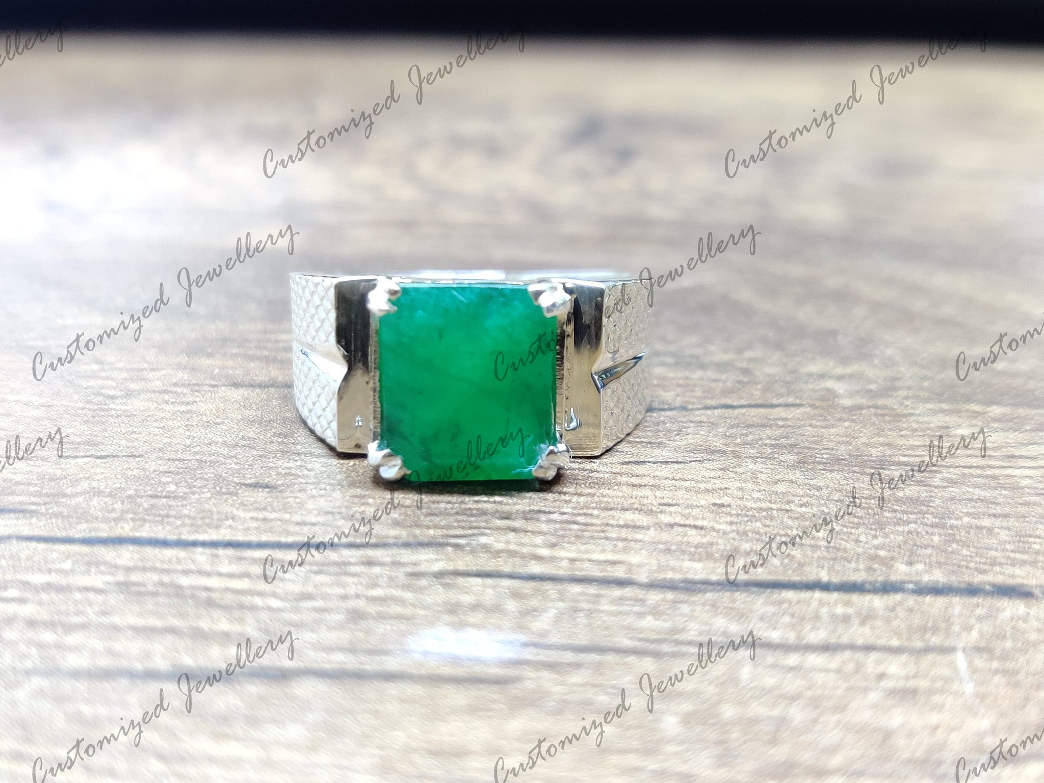 Mens Emerald Statement Ring High Quality Genuine Emerald Ring Natural Emerald Statement Ring 7x9 Emerald Cut Silver Emerald Wedding Ring