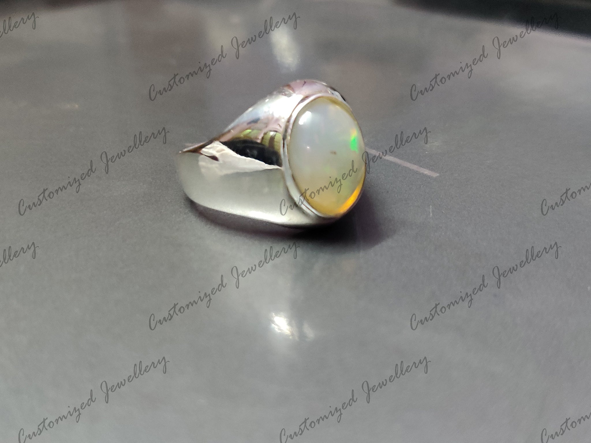 Opal Mens Ring Sterling Silver Ethiopian Opal Statement Ring Big Opal Mens Ring 8x10 mm Oval Opal Signet Ring October Birthstone Ring