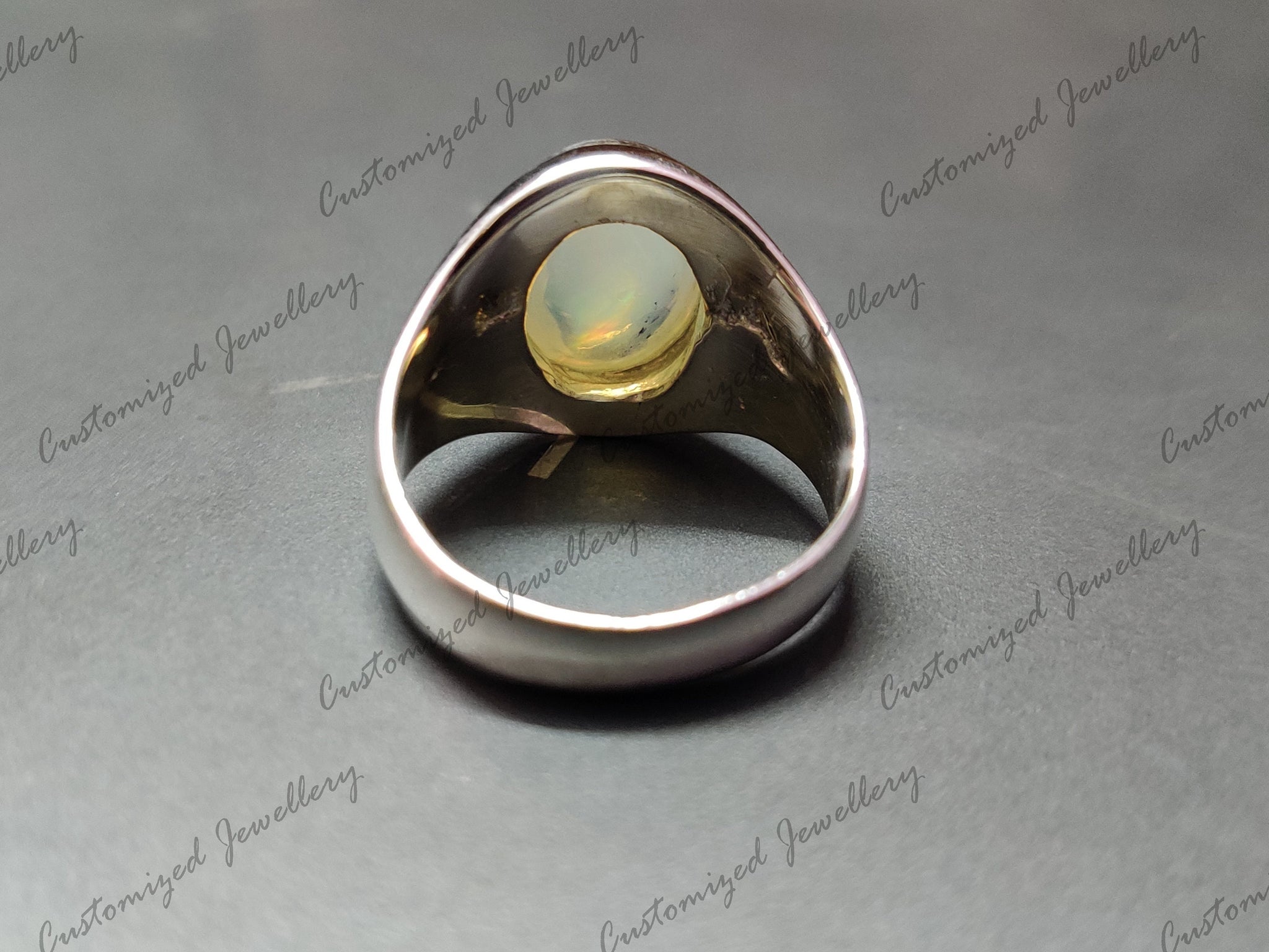 Opal Mens Ring Sterling Silver Ethiopian Opal Statement Ring Big Opal Mens Ring 8x10 mm Oval Opal Signet Ring October Birthstone Ring