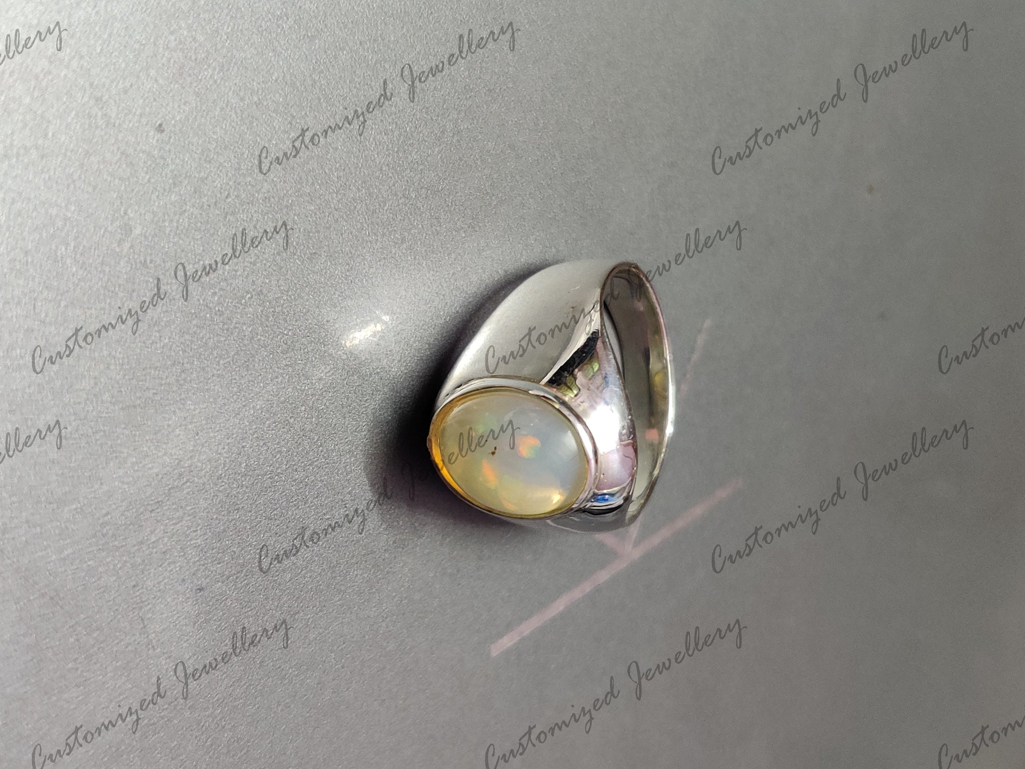 Opal Mens Ring Sterling Silver Ethiopian Opal Statement Ring Big Opal Mens Ring 8x10 mm Oval Opal Signet Ring October Birthstone Ring