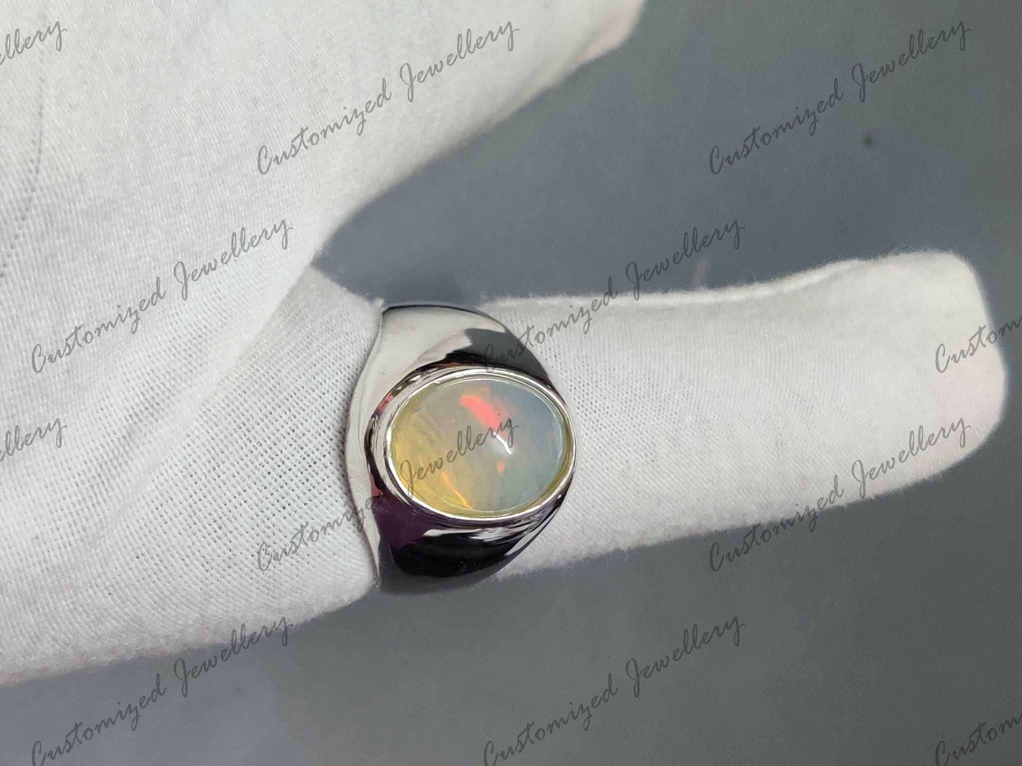 Opal Mens Ring Sterling Silver Ethiopian Opal Statement Ring Big Opal Mens Ring 8x10 mm Oval Opal Signet Ring October Birthstone Ring