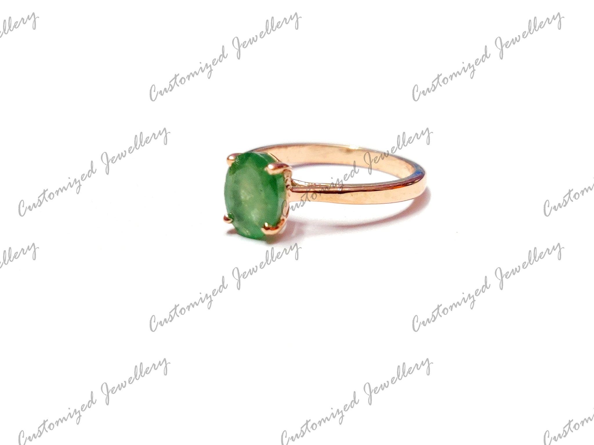 Beautiful Emerald Ring 6x8 mm Oval Emerald Designer Ring Emerald Promise Ring Genuine emerald Ring Rose Gold Plated Emerald Ring Birthstone