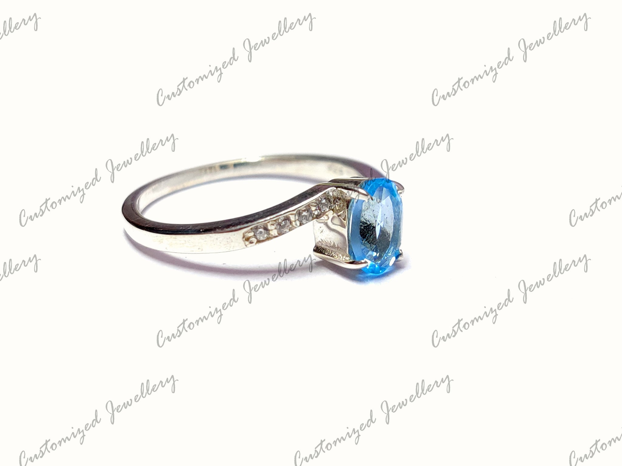 Twist Swiss Blue Topaz Birthstone Ring Designer Blue Topaz Promise Ring November Birthstone Ring 1 Ct Swiss Blue Topaz Ring Valentine Ring