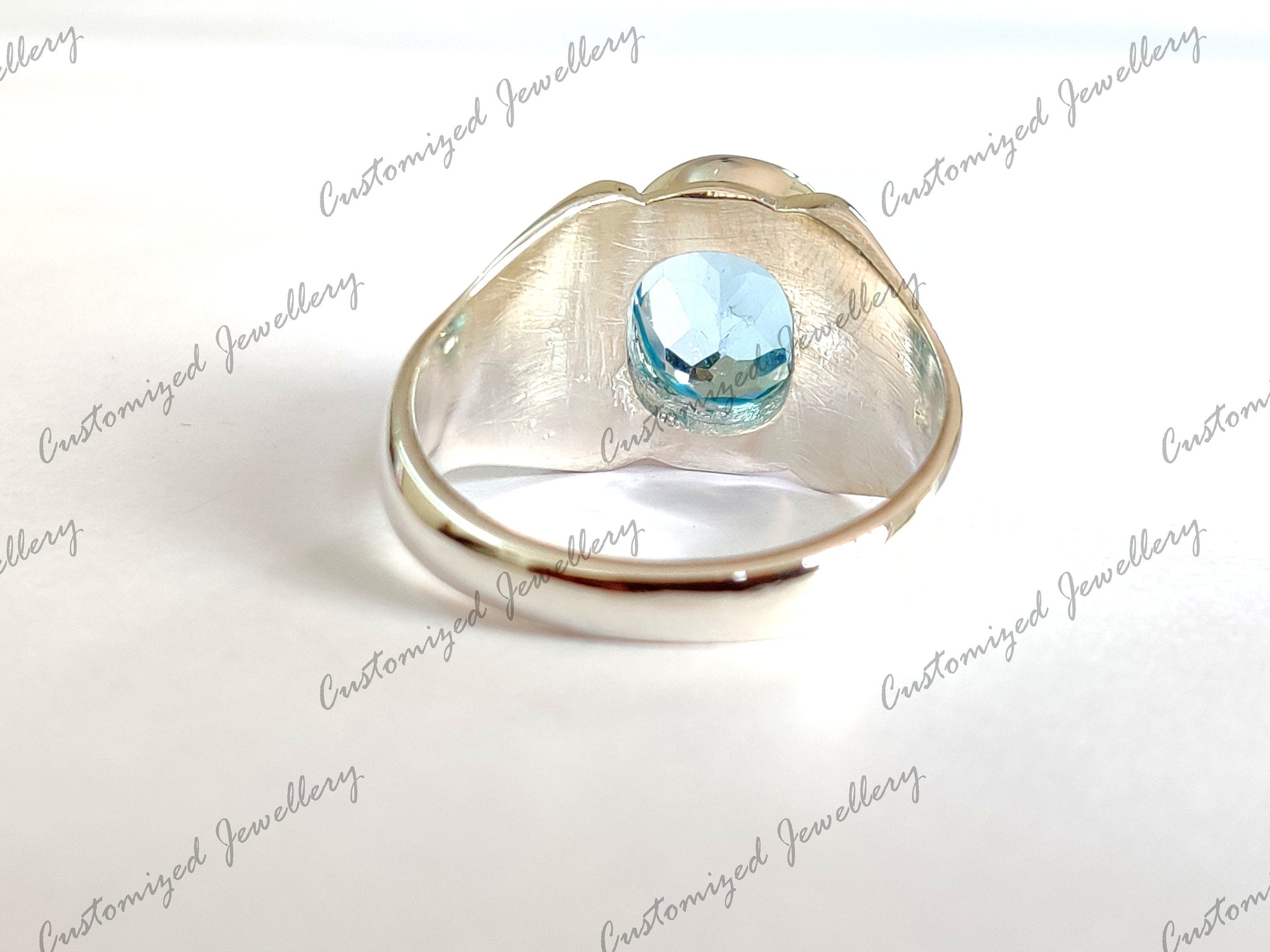 Big Blue Topaz Ring Large Swiss Blue Topaz Statement Ring 10x12 mm Oval Swiss Blue Topaz Mens Ring 6 Ct Swiss Topaz Band Men Blue Topaz Band