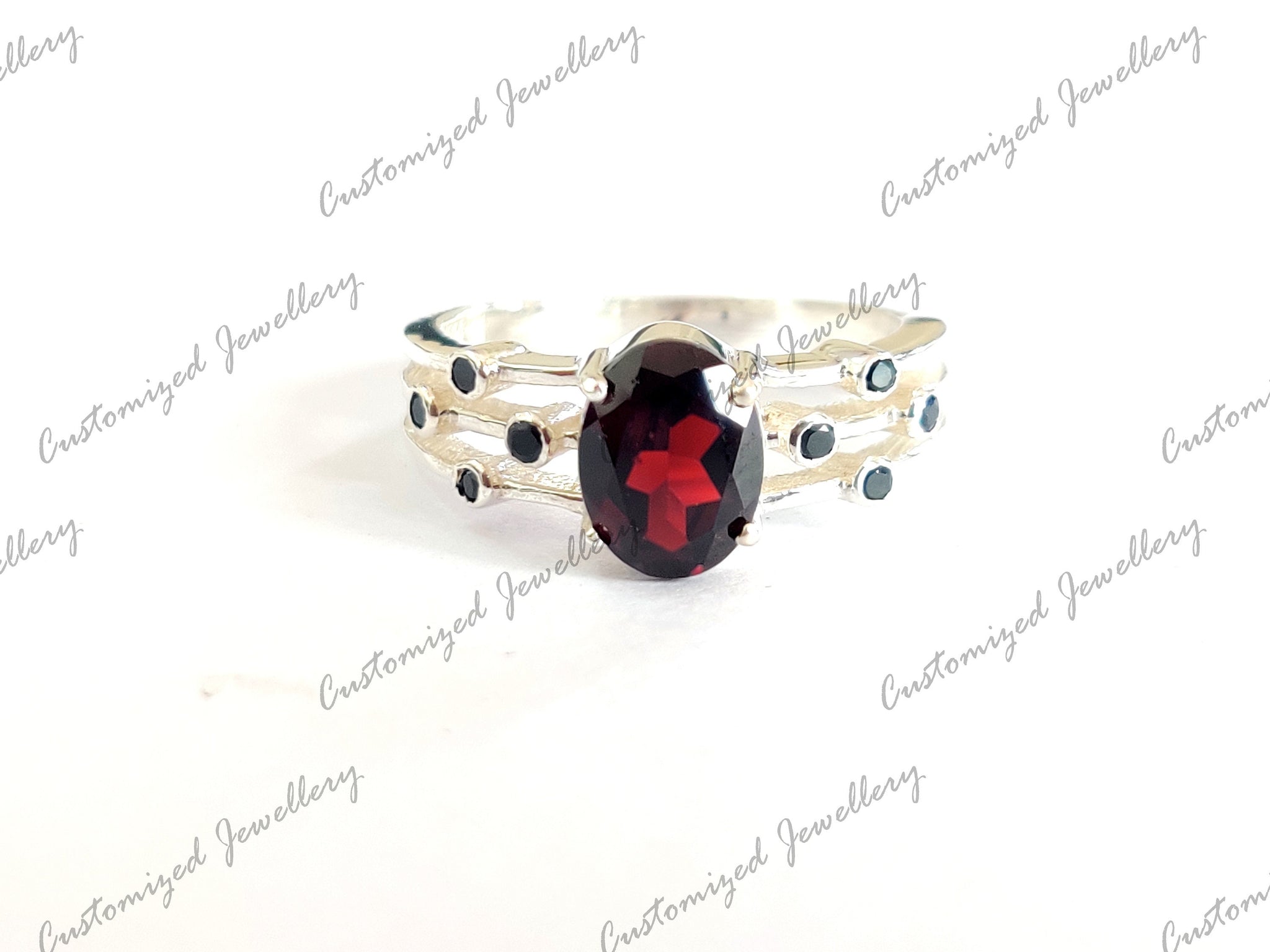 Garnet Engagement Band High Quality Garnet Wedding Ring 1.8 Ct Garnet Anniversary Ring Designer Garnet Band Garnet January Birthstone Band