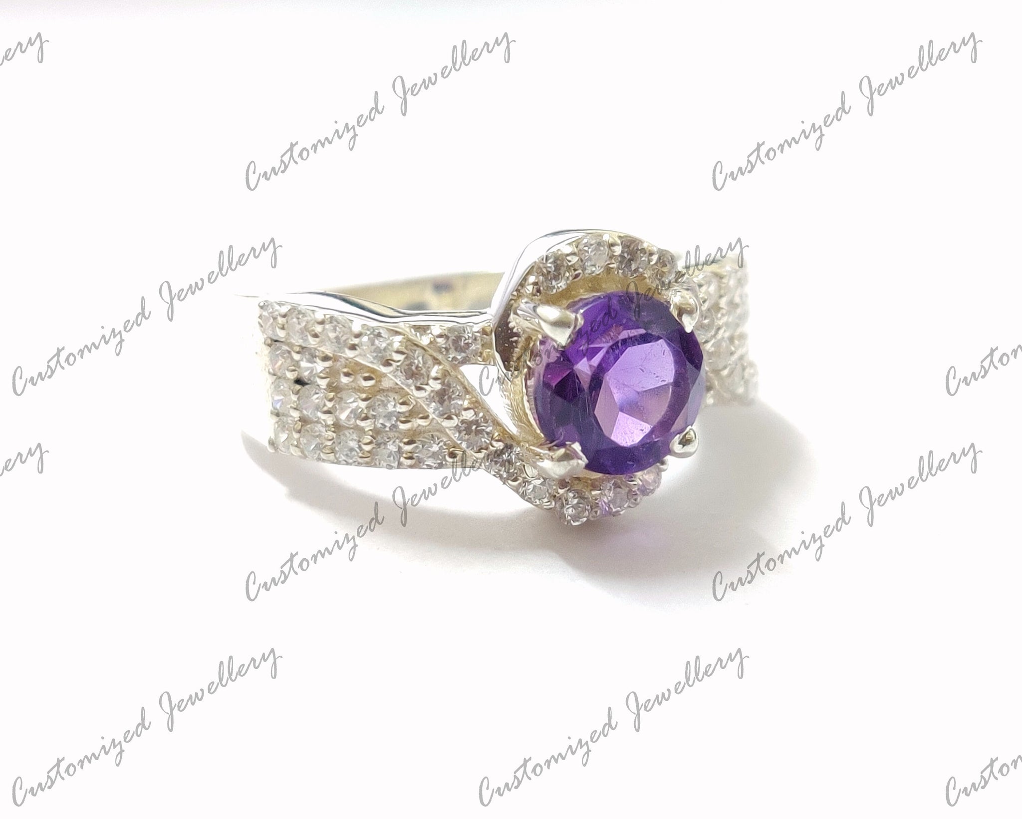 Amethyst Engagement Band High Quality Amethyst Wedding Ring 1.5 Ct Amethyst Anniversary Ring Designer Amethyst Band Amethyst Birthstone Band