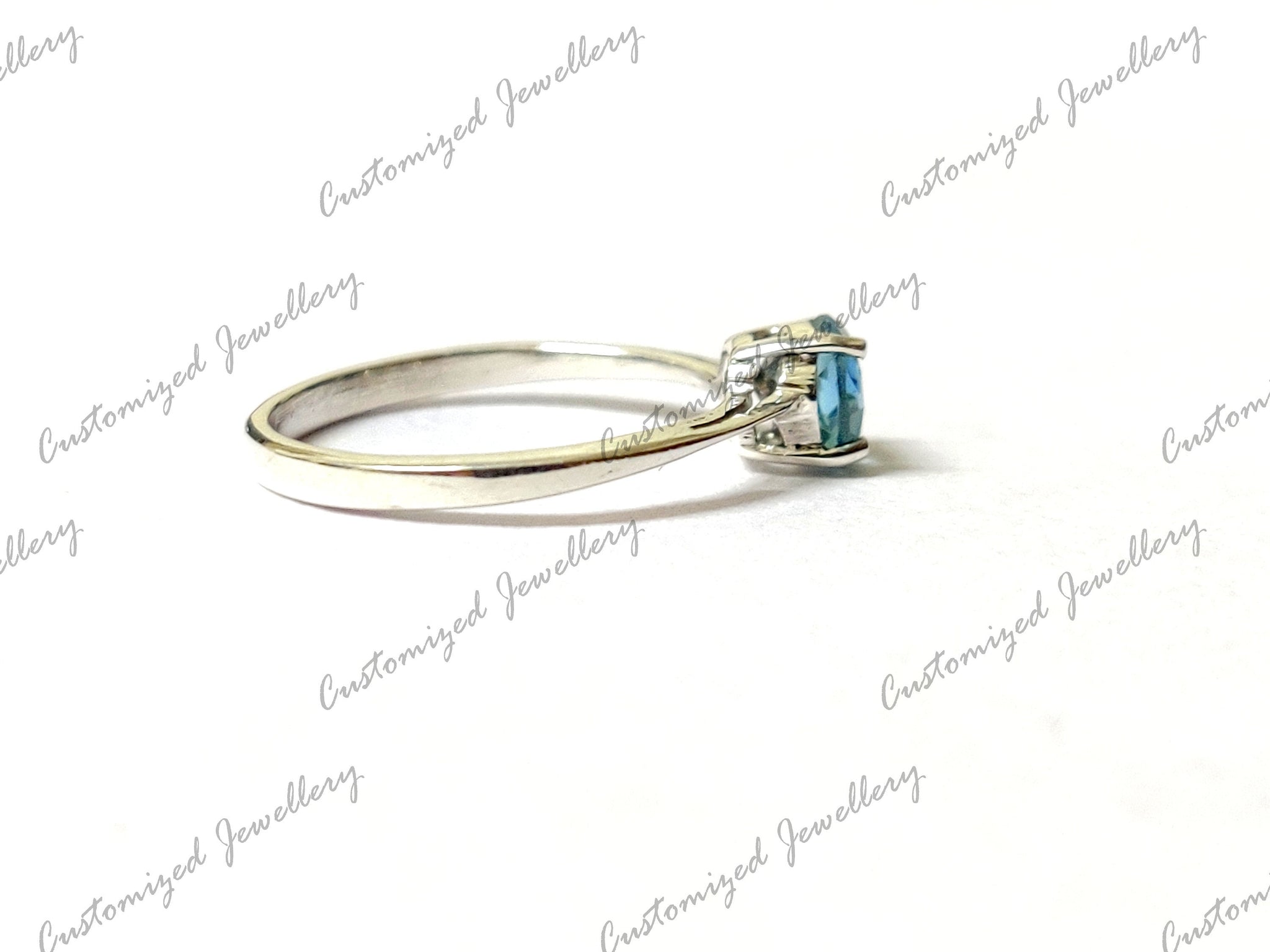 Blue Topaz Ring Natural Blue Topaz Band 6 mm Round Blue Topaz Band November Birthstone Ring Minimalist Blue Topaz Ring For Her Mothers Day
