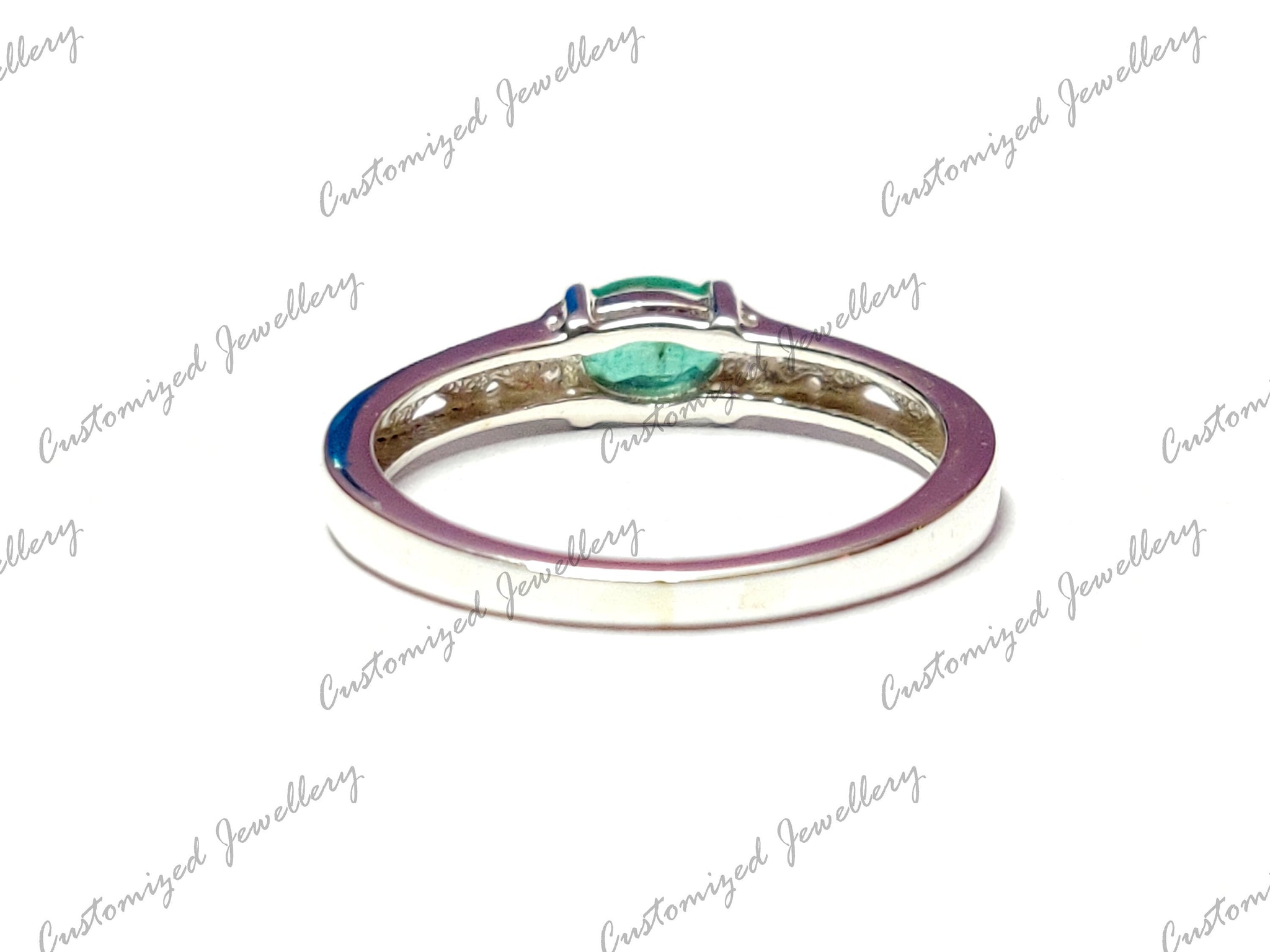 Silver Emerald Band 4x6 mm Oval Emerald Dainty Ring Natural Emerald Birthstone Ring May Birthstone Ring Valentine Gift For Her