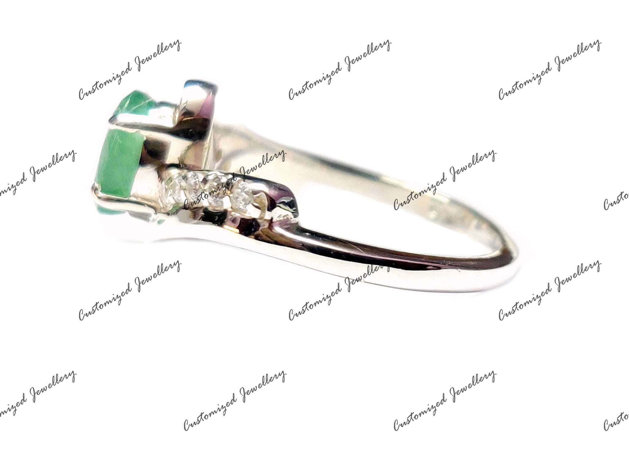 Emerald Engagement Ring 5x7 mm Oval Emerald Engagement Band May Birthstone Ring Genuine Emerald Ring 925 Silver Emerald Wedding Ring