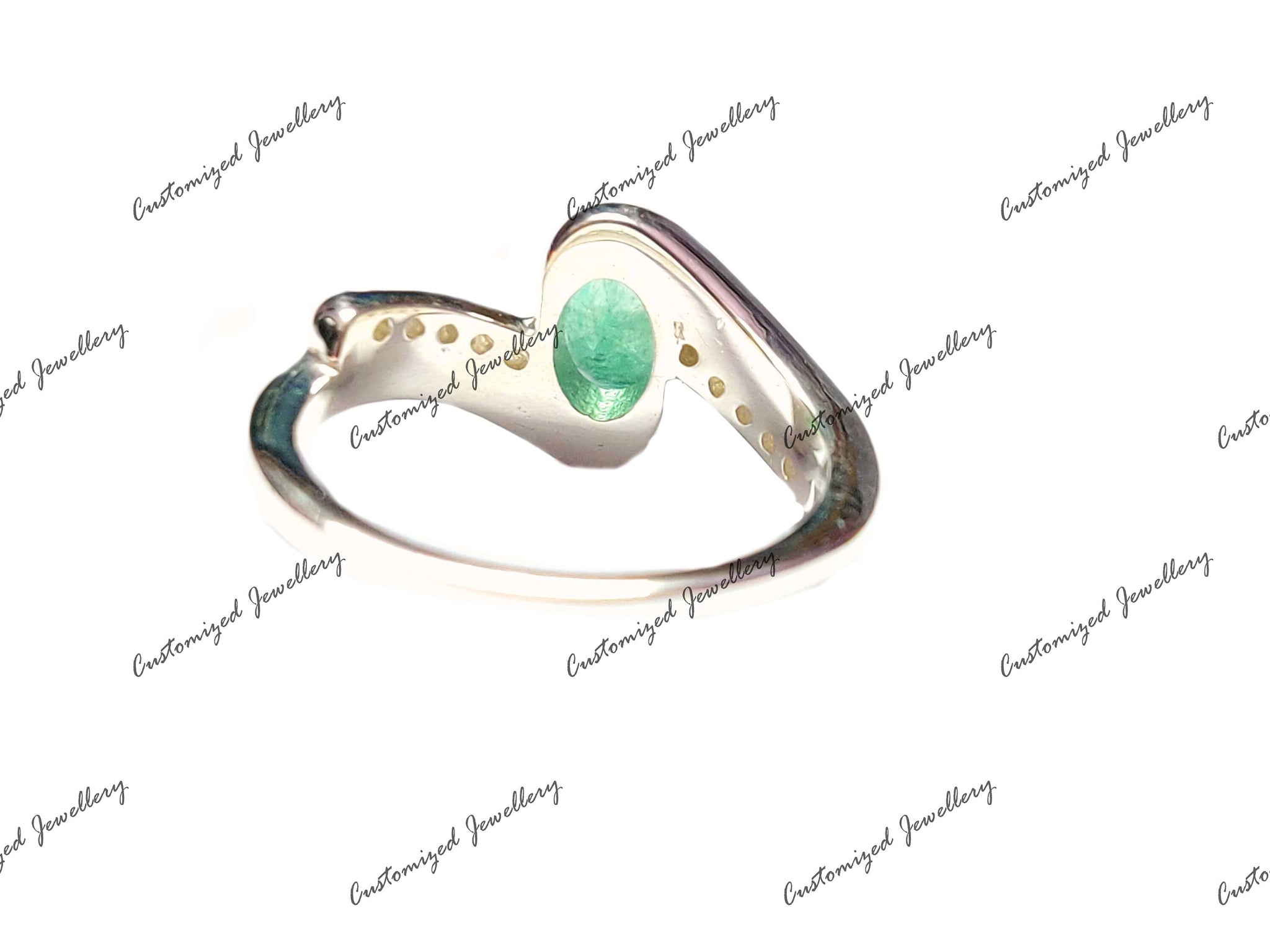 Emerald Engagement Ring 5x7 mm Oval Emerald Engagement Band May Birthstone Ring Genuine Emerald Ring 925 Silver Emerald Wedding Ring
