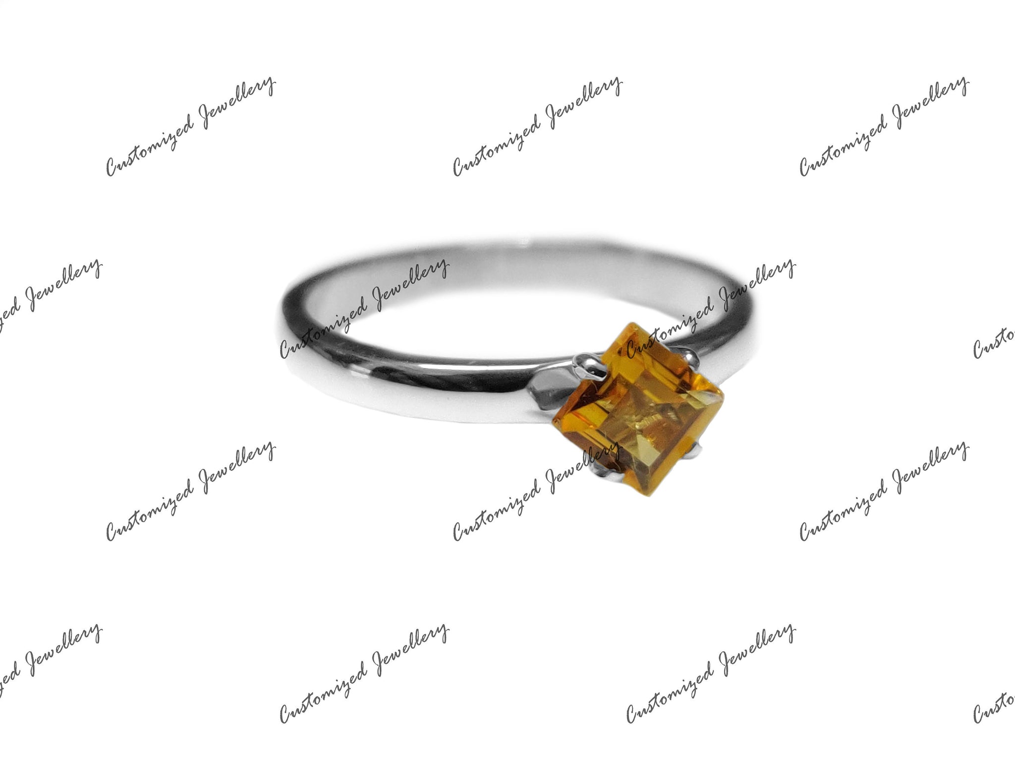 Silver Citrine Stacklable Band 5 mm Square Citrine Promise Ring Citrine Stacking Ring November Birthstone Ring Citrine Anniversary Ring