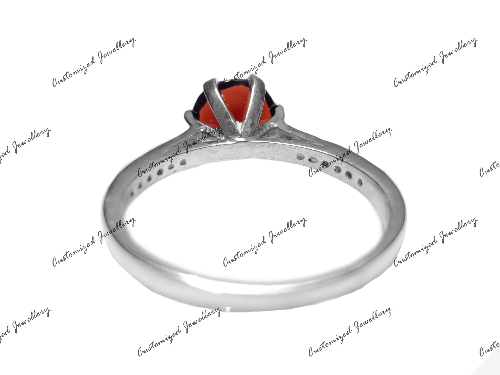 Garnet Solitaire Engagement Ring 2 Ct Garnet Solitiare Wedding Band Top Grade Garnet Engagement Band January Birthstone Ring 925 Silver Ring