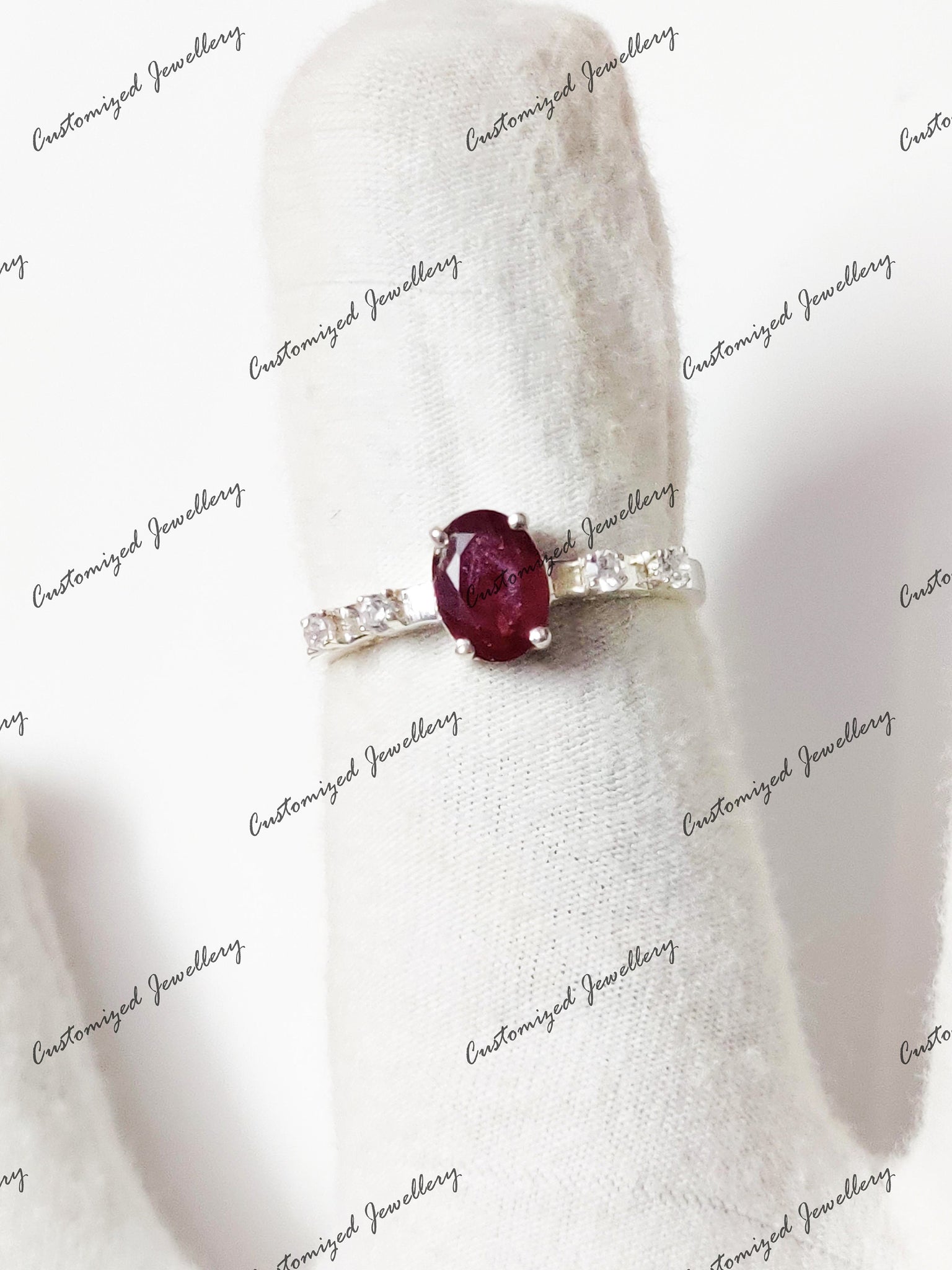 Silver Ruby Birthstone Ring Natural Ruby Anniversary Ring July Birthstone Ring 5x7 mm Oval Ruby Ring Ruby Promise Ring Ruby Birthstone Ring