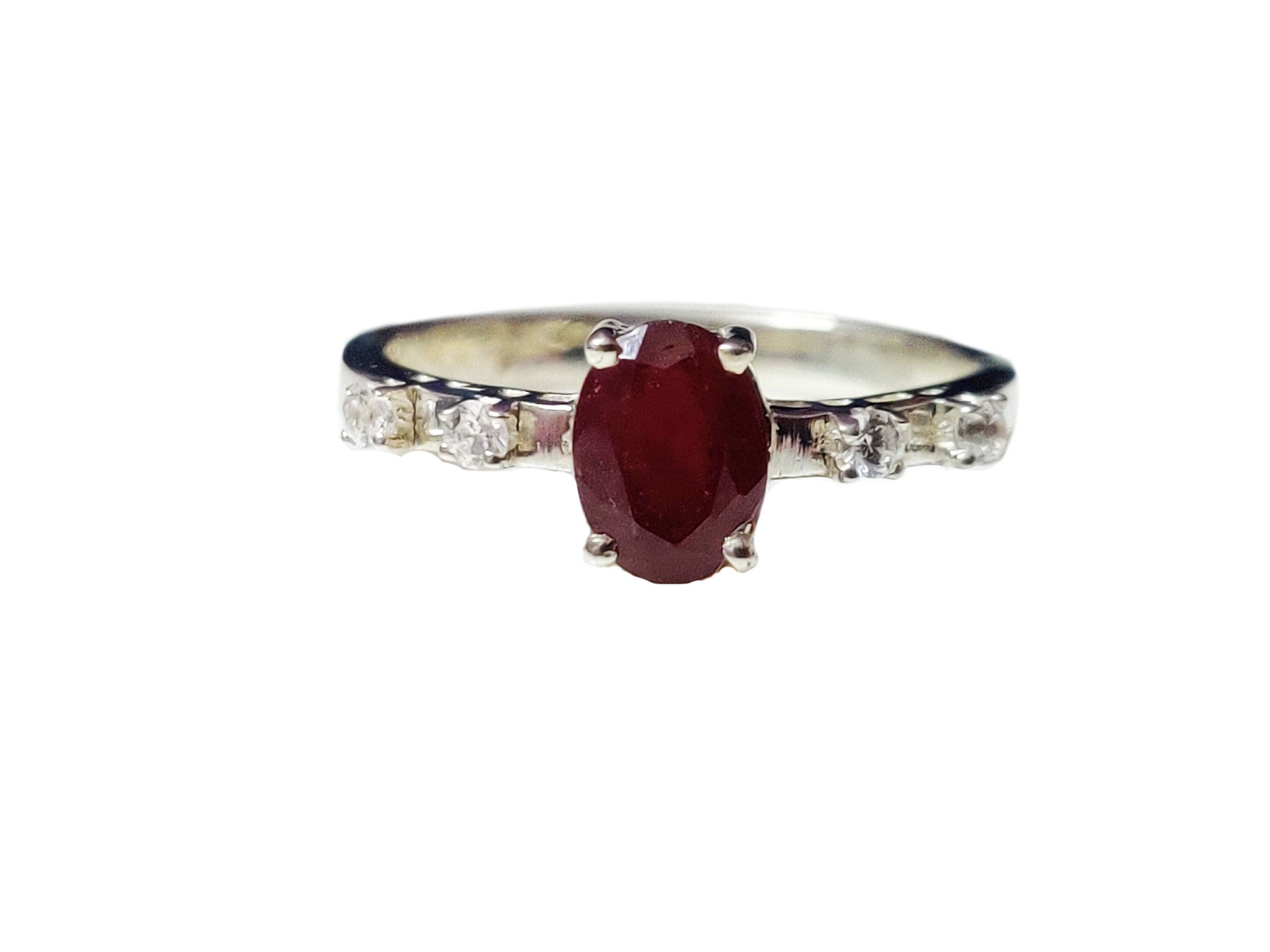 Silver Ruby Birthstone Ring Natural Ruby Anniversary Ring July Birthstone Ring 5x7 mm Oval Ruby Ring Ruby Promise Ring Ruby Birthstone Ring
