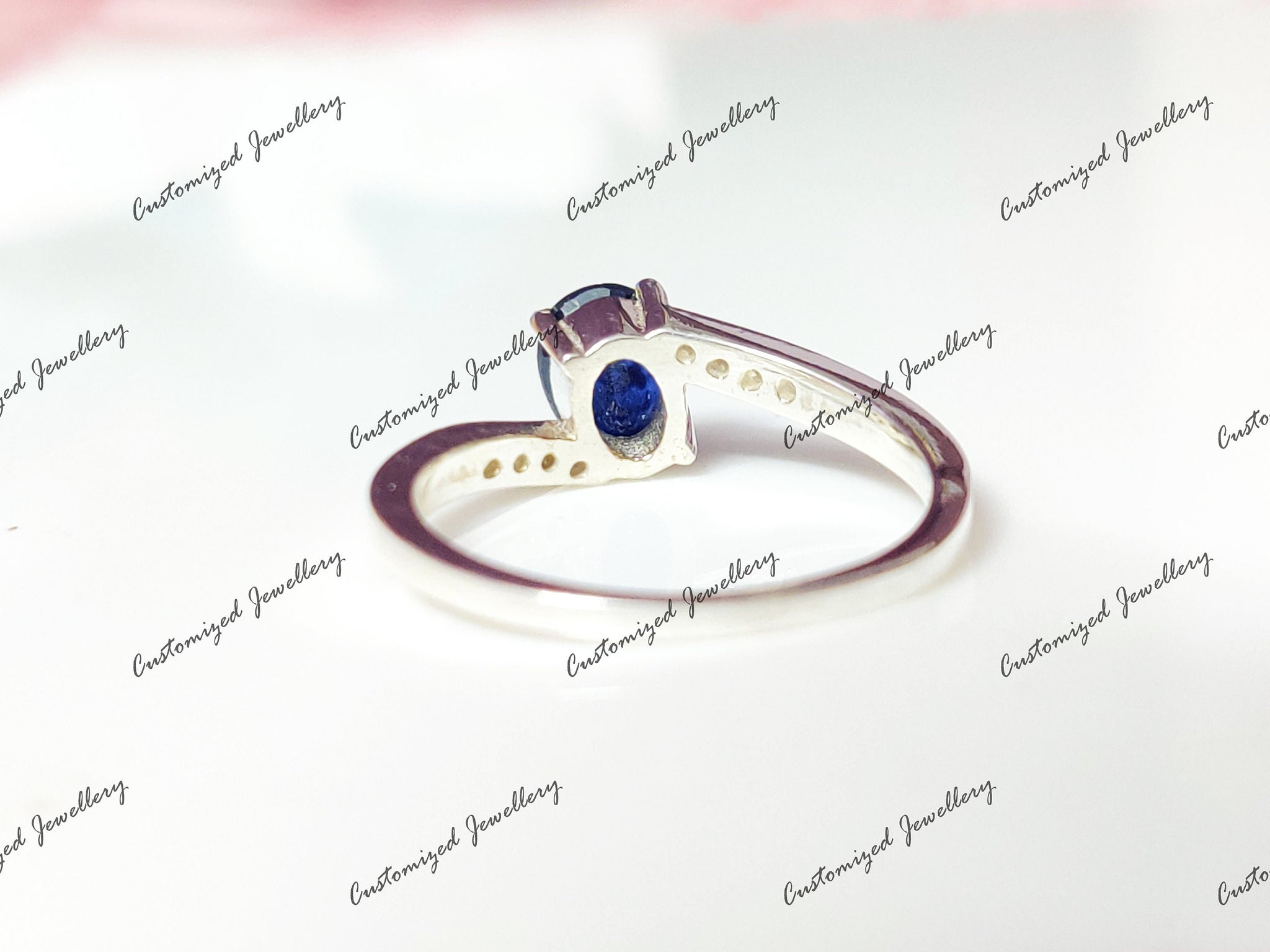 Natural Sapphire Twist Ring 1 Ct Sapphire Anniversary Ring 925 Sterling Silver Sapphire Promise Ring September Birthstone Ring Gift For Her