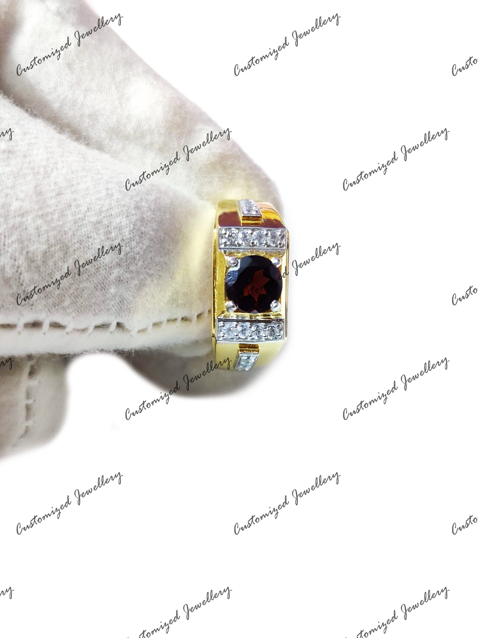 Mens Garnet Ring Gold Garnet Statement Ring Gold Plated Garnet Mens Ring Heavy Silver Garnet Ring Solid Silver Mens Pinky Ring Fathers Day