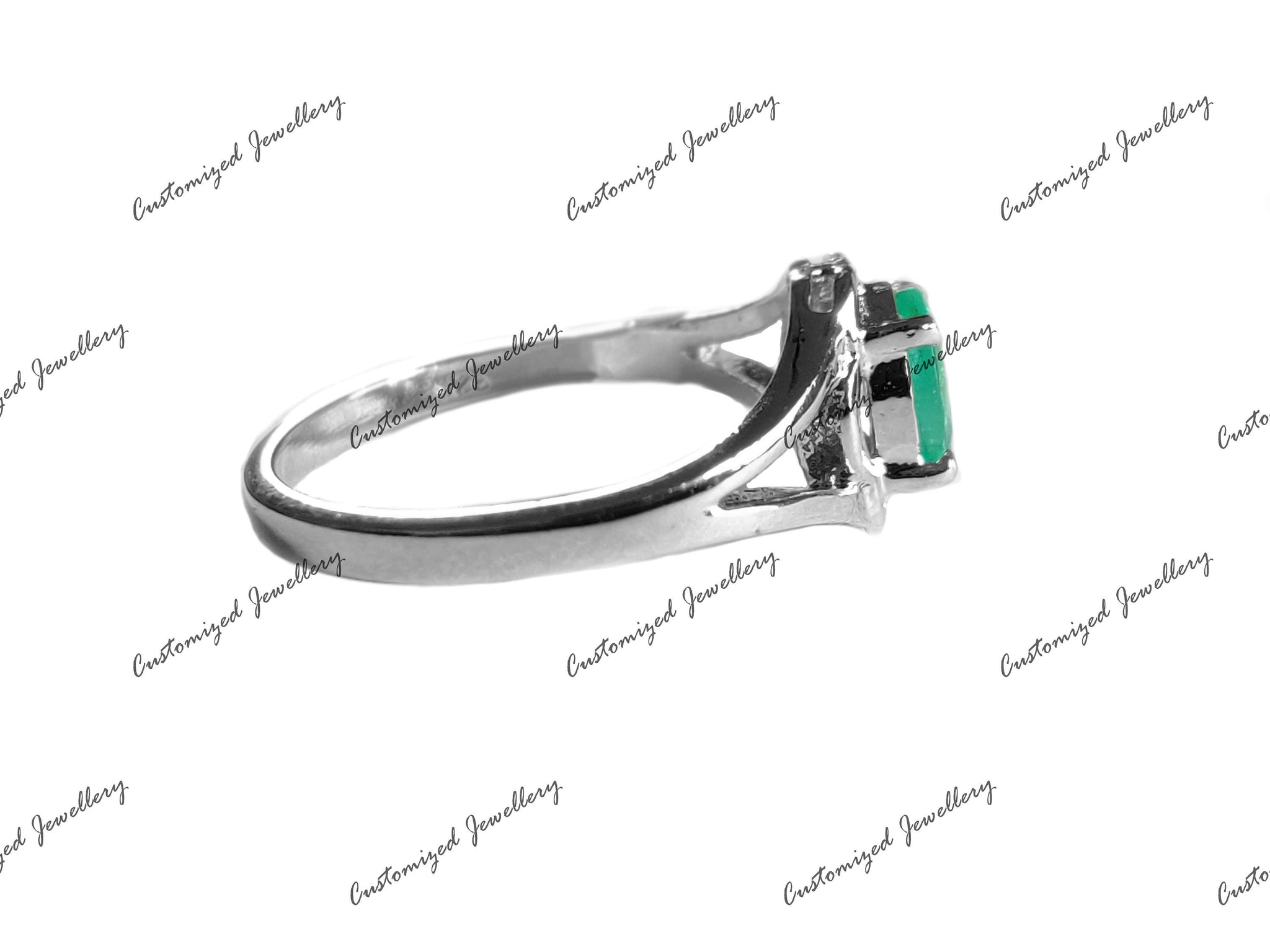 Natural Emerald Band Silver Emerald Birthstone Ring 6x8 mm Oval Emerald May Birthstone Ring Emerald Anniversary Ring 925 Silver Emerald Ring