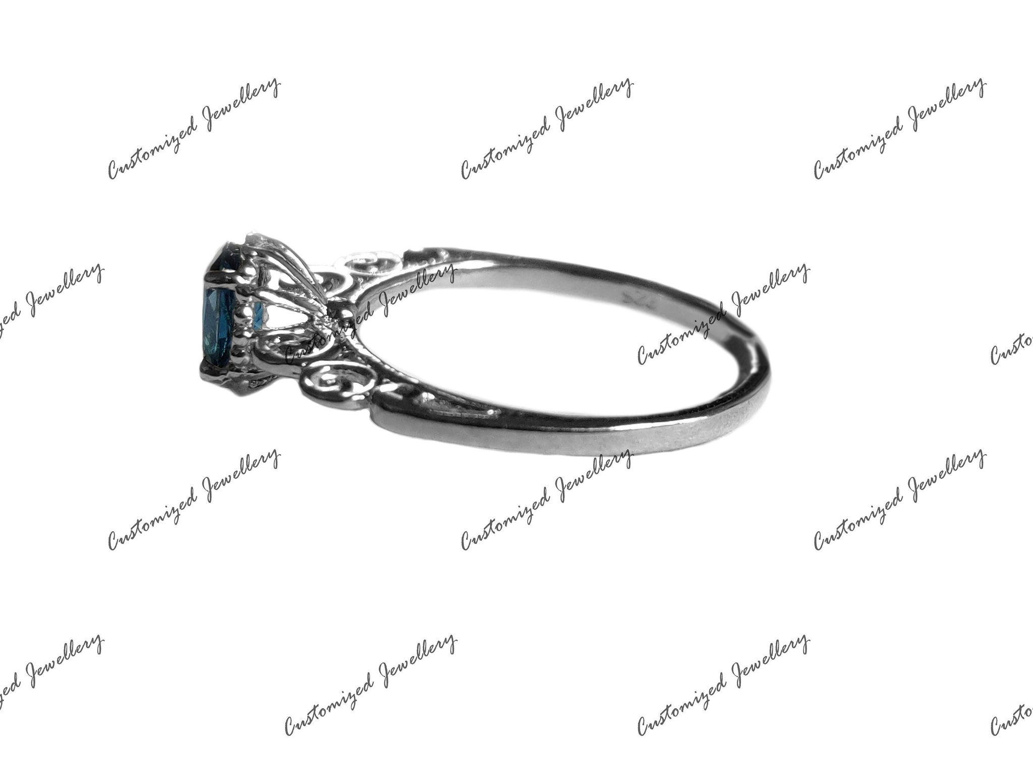 London Blue Topaz Stacking Ring 6x8 mm Oval London Topaz Band November Birthstone Ring 925 Silver London Topaz Anniversary Ring For Her