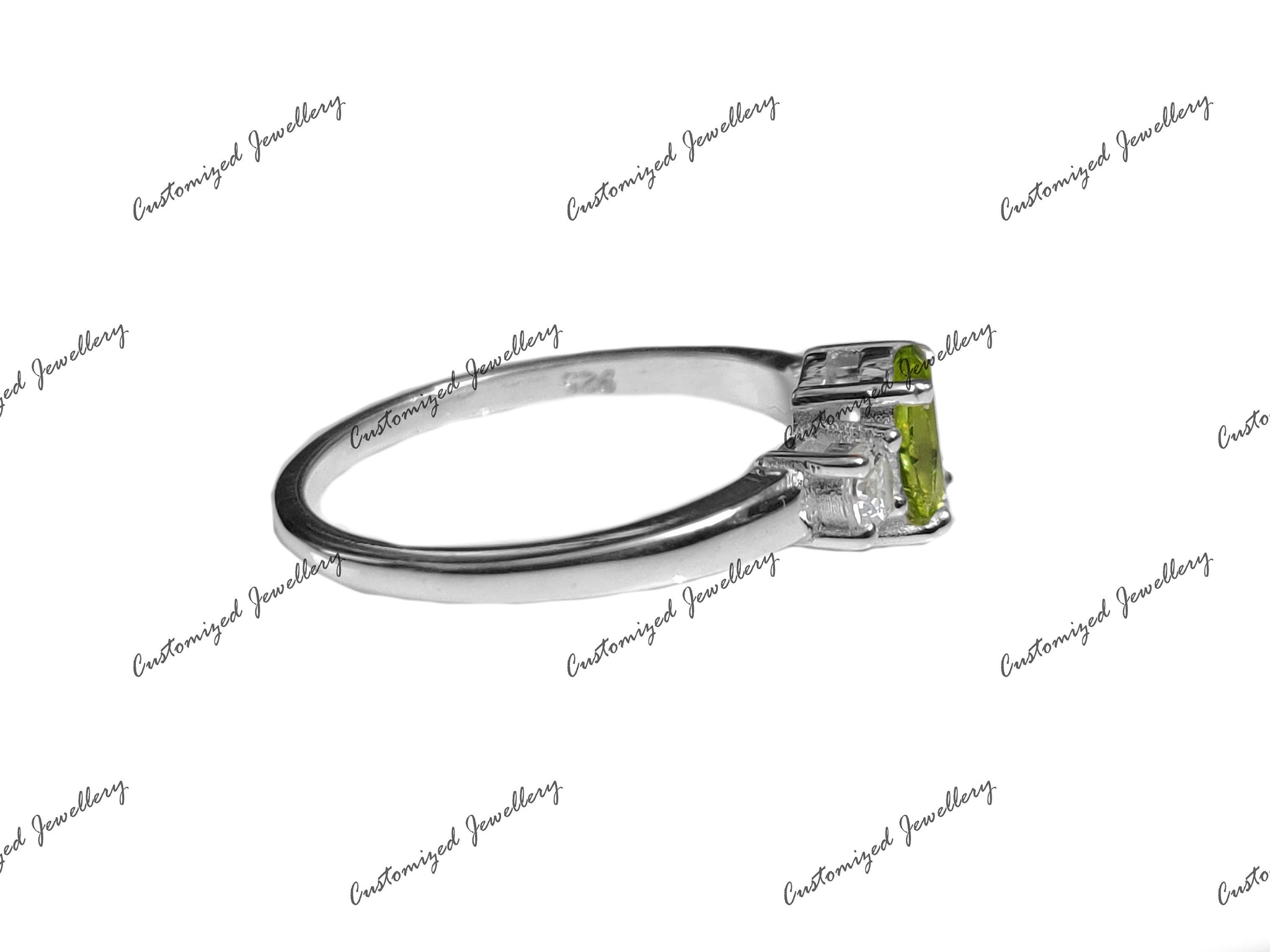 Natural Peridot Engagement Ring 1.5 Ct Peridot Moissanite Engagement Band 925 Silver Peridot Ring August Birthstone Ring Green Peridot Ring