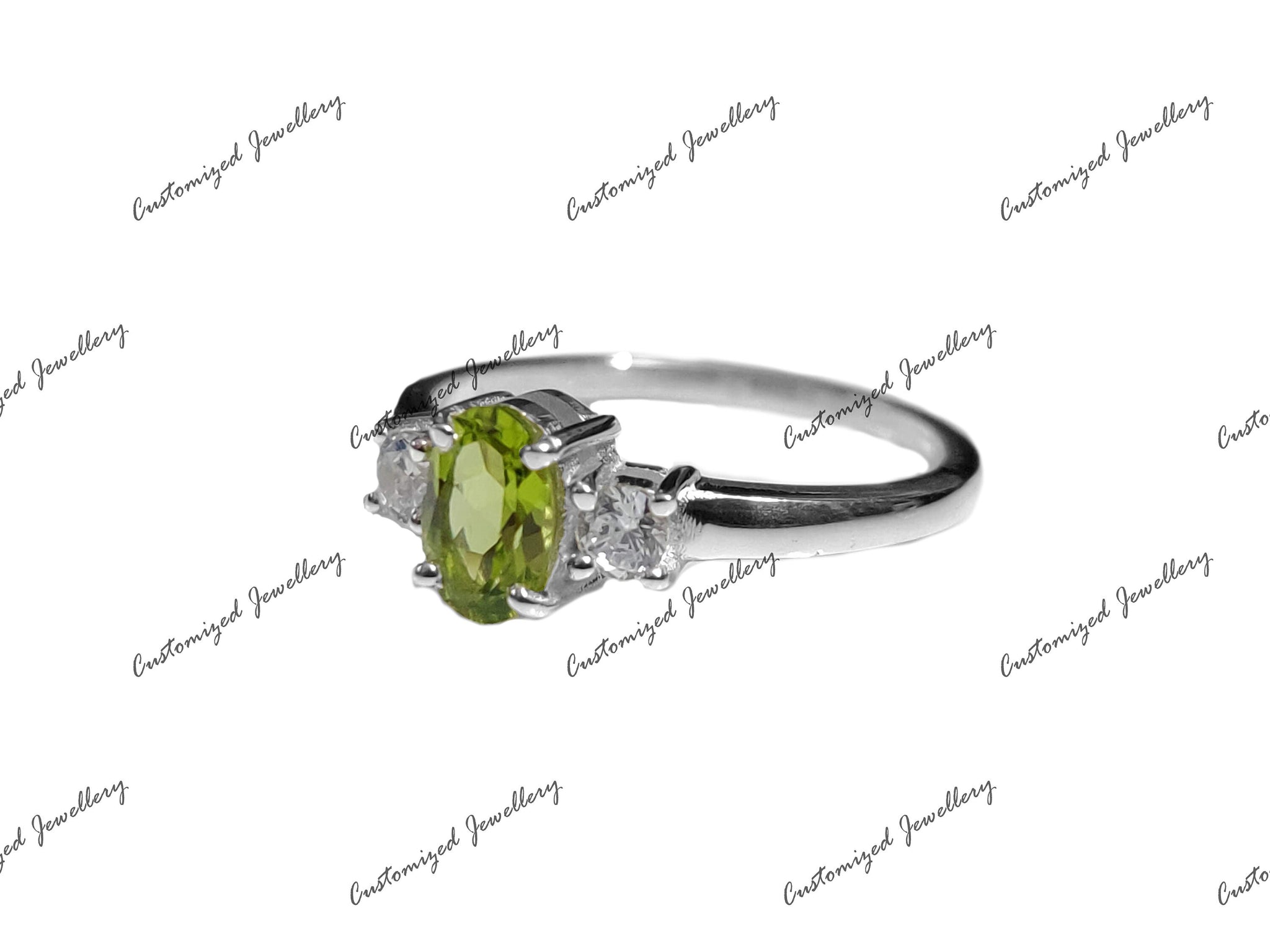 Natural Peridot Engagement Ring 1.5 Ct Peridot Moissanite Engagement Band 925 Silver Peridot Ring August Birthstone Ring Green Peridot Ring