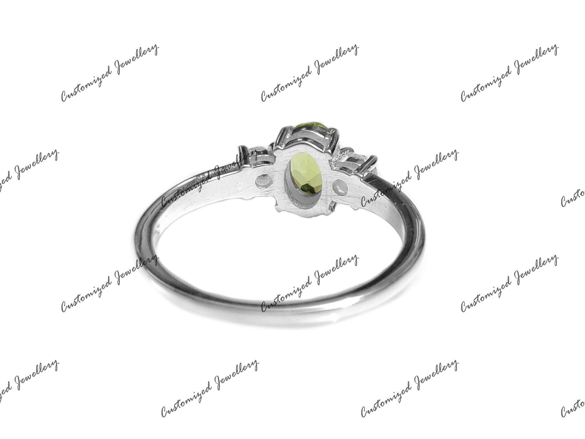 Natural Peridot Engagement Ring 1.5 Ct Peridot Moissanite Engagement Band 925 Silver Peridot Ring August Birthstone Ring Green Peridot Ring