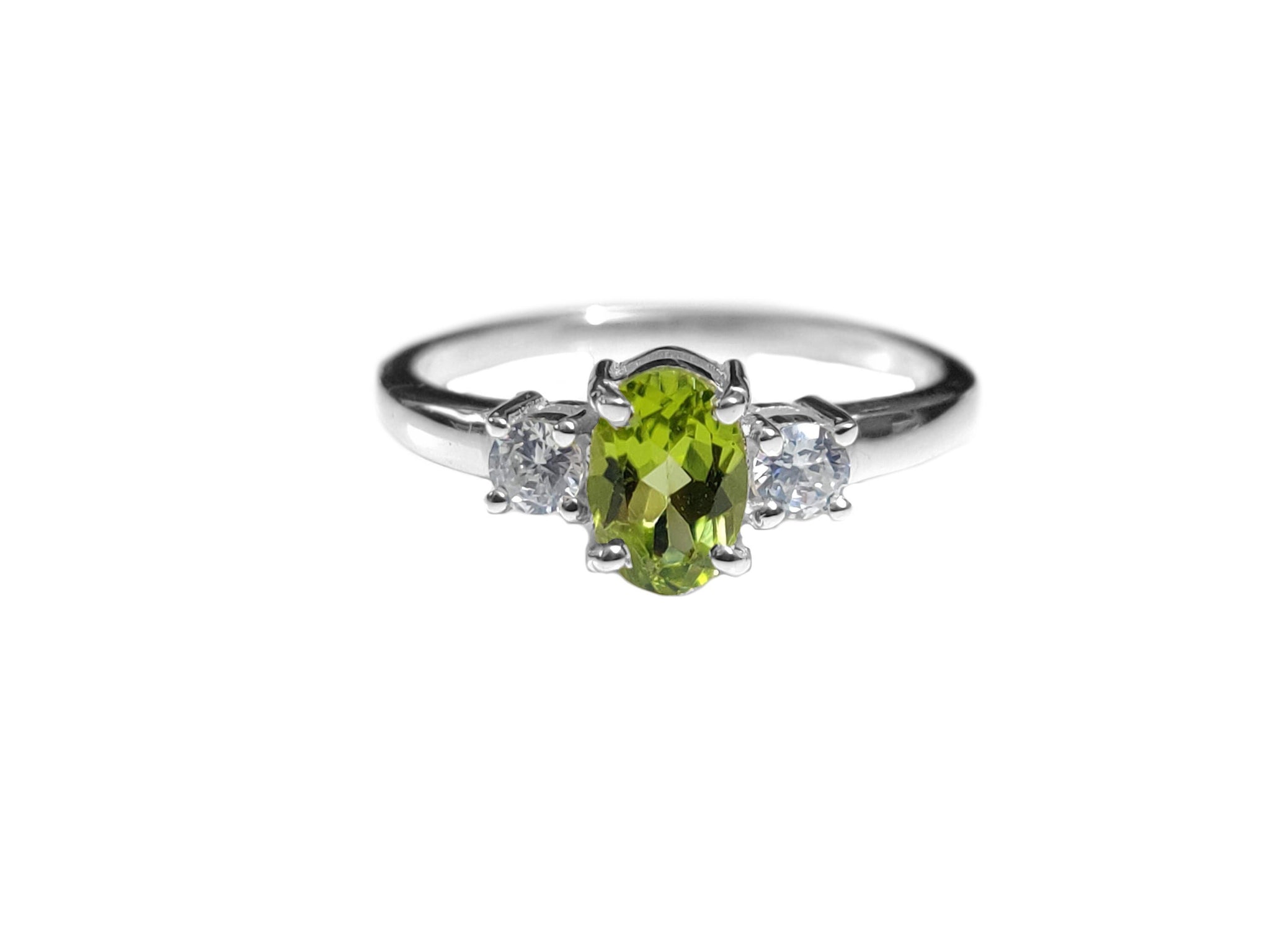 Natural Peridot Engagement Ring 1.5 Ct Peridot Moissanite Engagement Band 925 Silver Peridot Ring August Birthstone Ring Green Peridot Ring