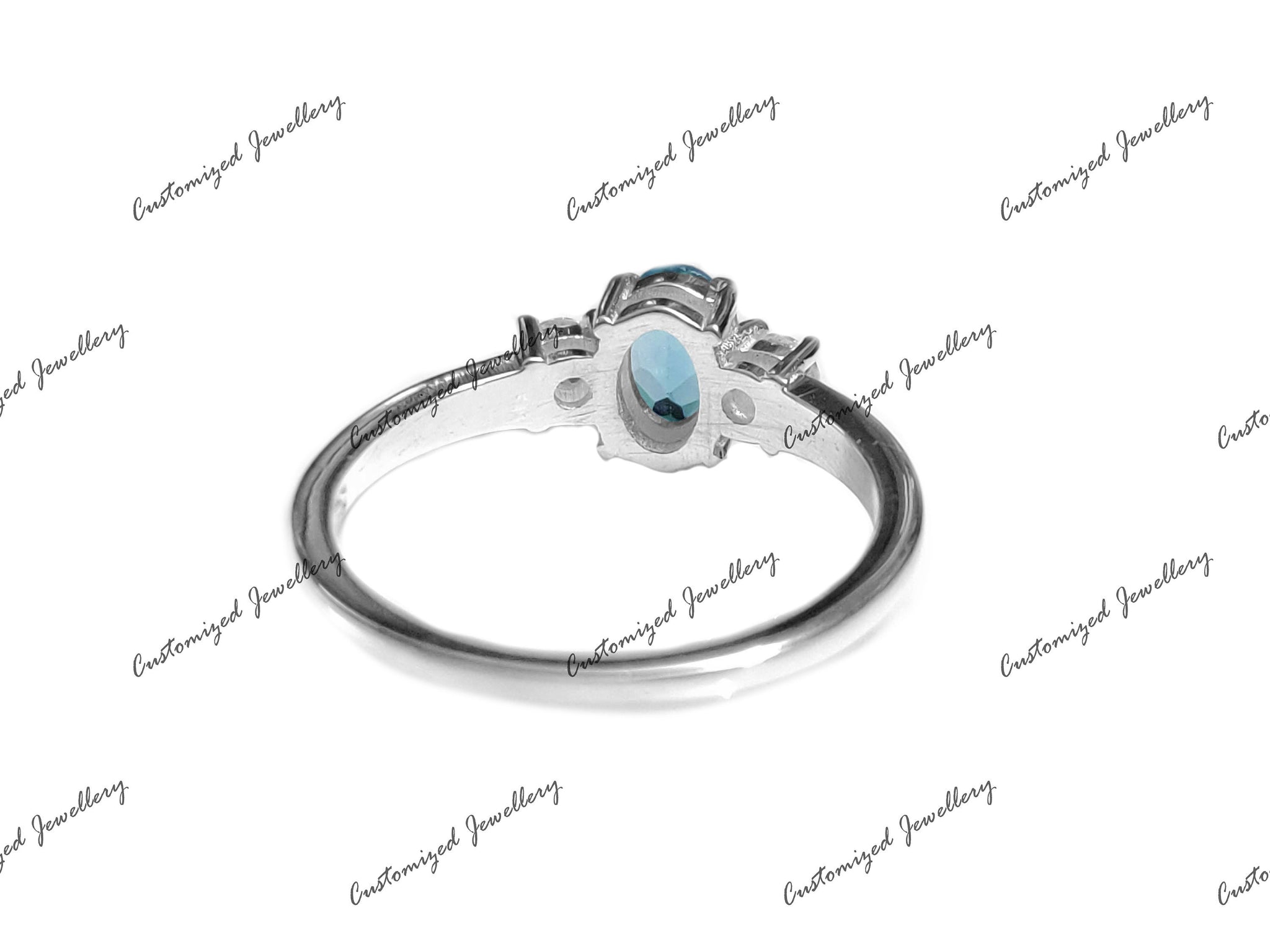 Natural Swiss Blue Topaz Engagement Ring 1.5 Ct Swiss Topaz Moissanite Engagement Band 925 Silver Swiss Blue Topaz November Birthstone Ring