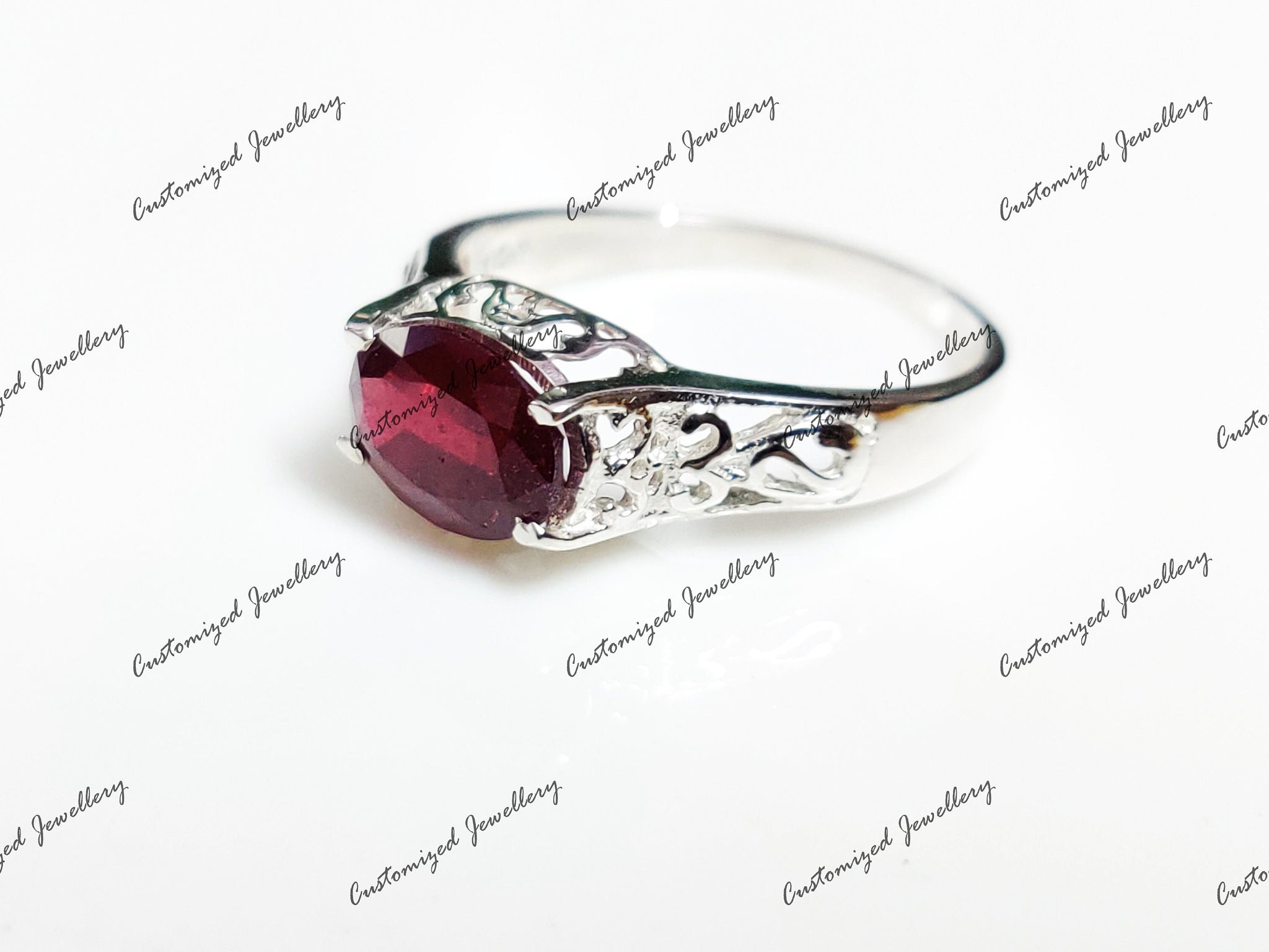 Large Ruby Statement Ring Big Ruby Ring Men Red Ruby Cocktail Ring 7x9 mm Oval Ruby Anniversary Ring July Birthstone Ring Glass Filled Ruby