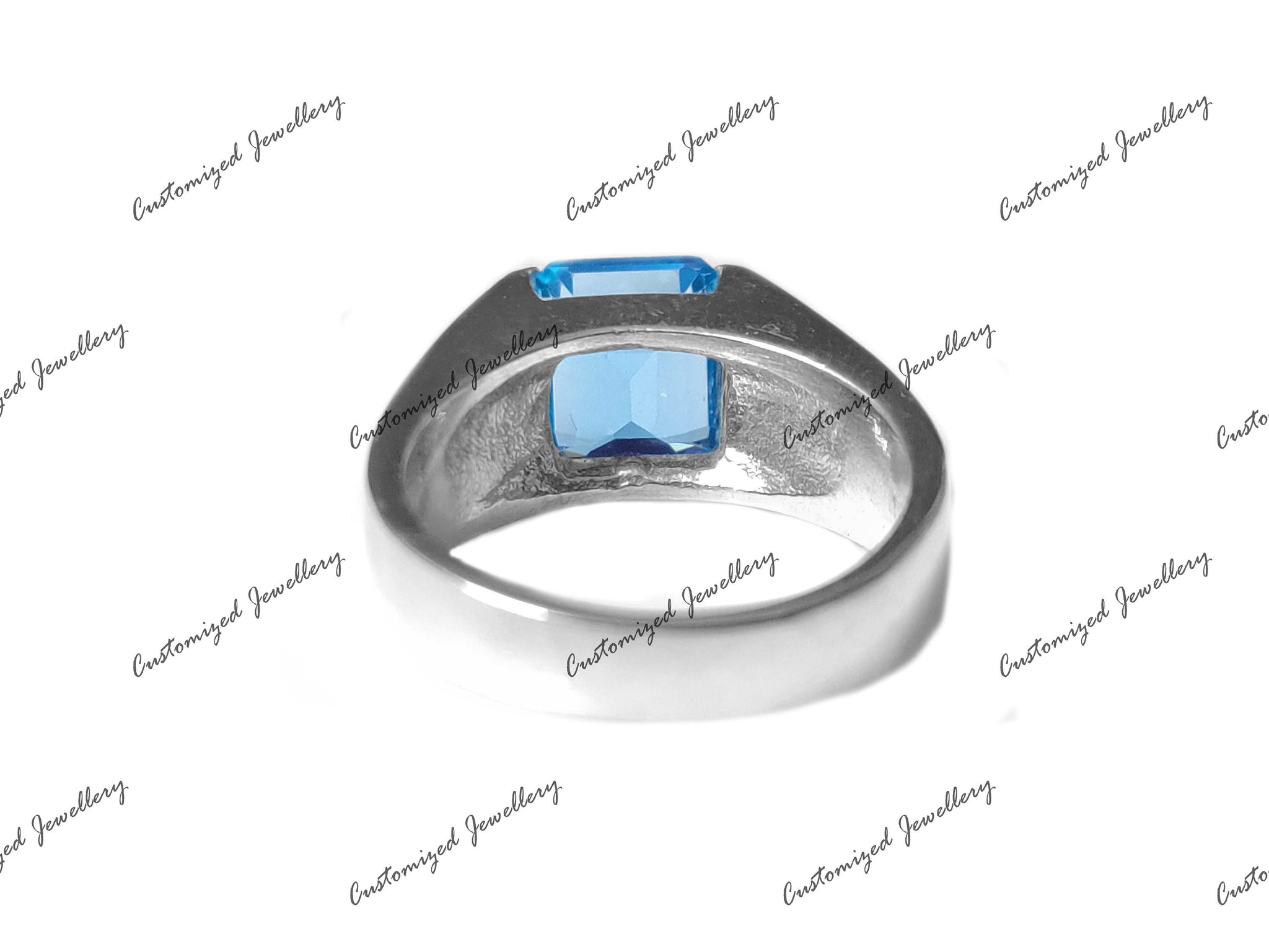 AAA Grade Swiss Blue Topaz Ring Men Natural Swiss Topaz Ring Men 2.5 Ct Swiss Topaz Solid Silver Mens Ring November Birthstone Ring Men