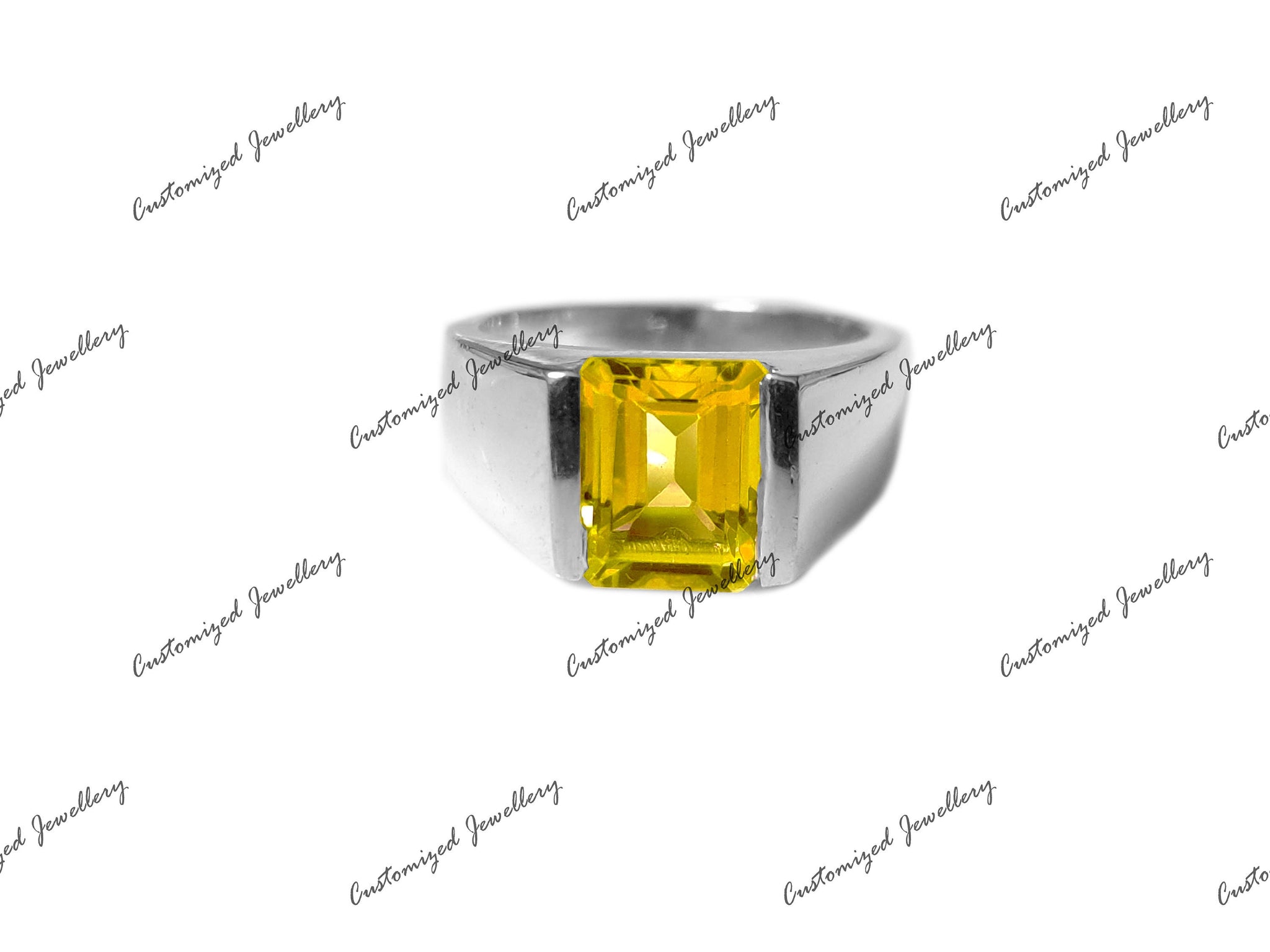 AAA Grade Citrine Ring For Men Natural Citrine Ring Men 2.5 Ct Golden Citrine Solid Silver Mens Ring November Birthstone Ring For Men