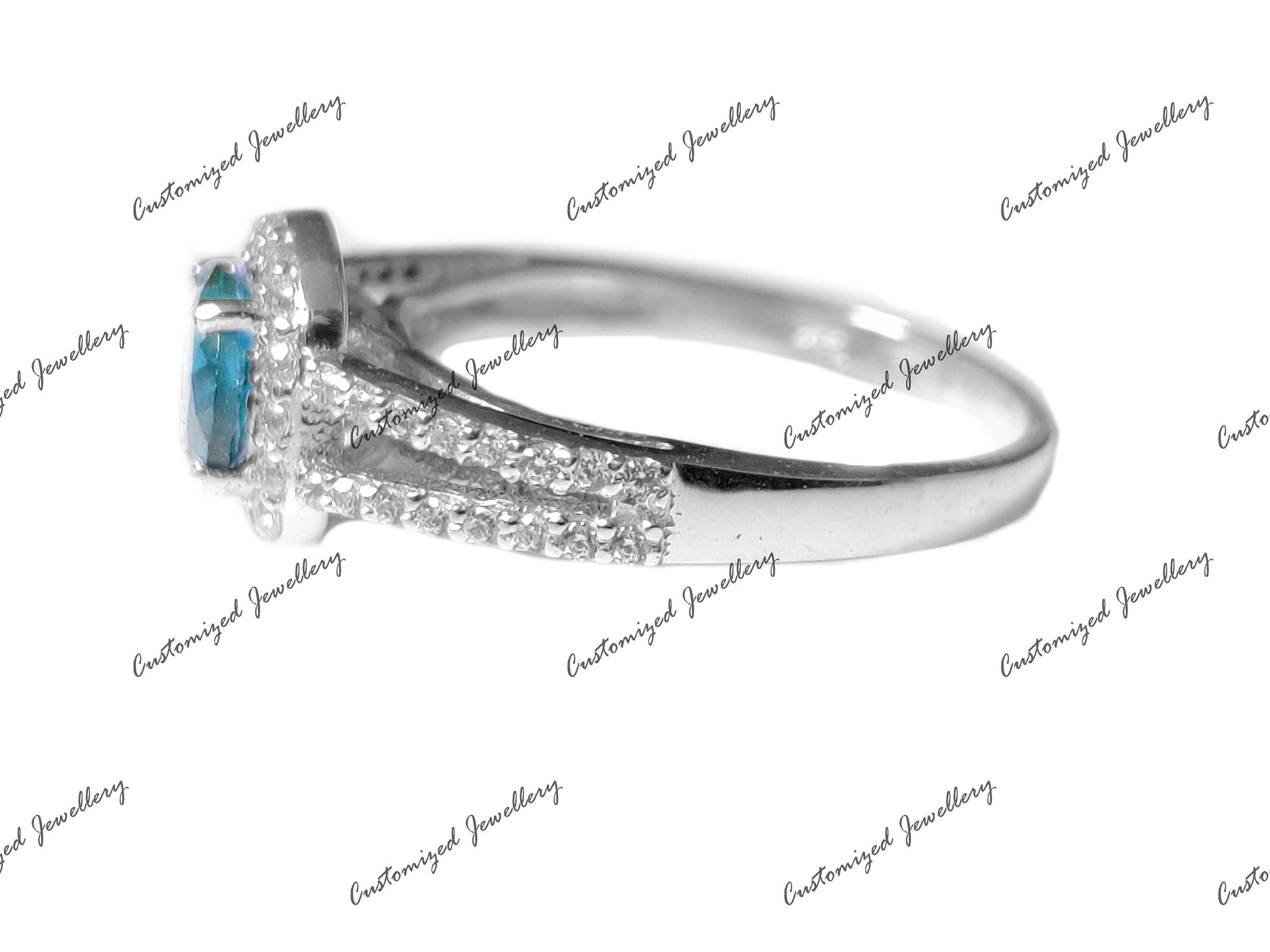 Natural Swiss Blue Topaz Engagement Ring AAA Grade Swiss Topaz Band For Her November Birthstone Ring 925 Silver Blue Topaz Anniversary Ring