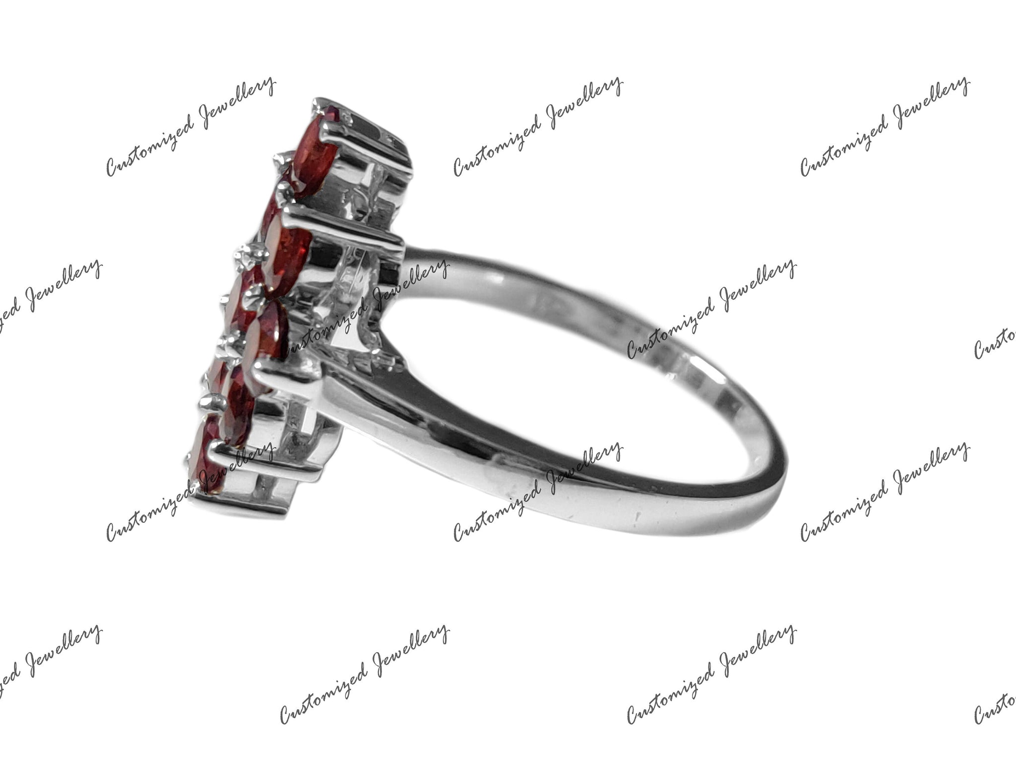 Solid Silver Garnet Statement Ring Garnet Anniversary Ring Garnet Promise Ring January Birthstone Ring Silver Garnet Birthstone Ring For Her