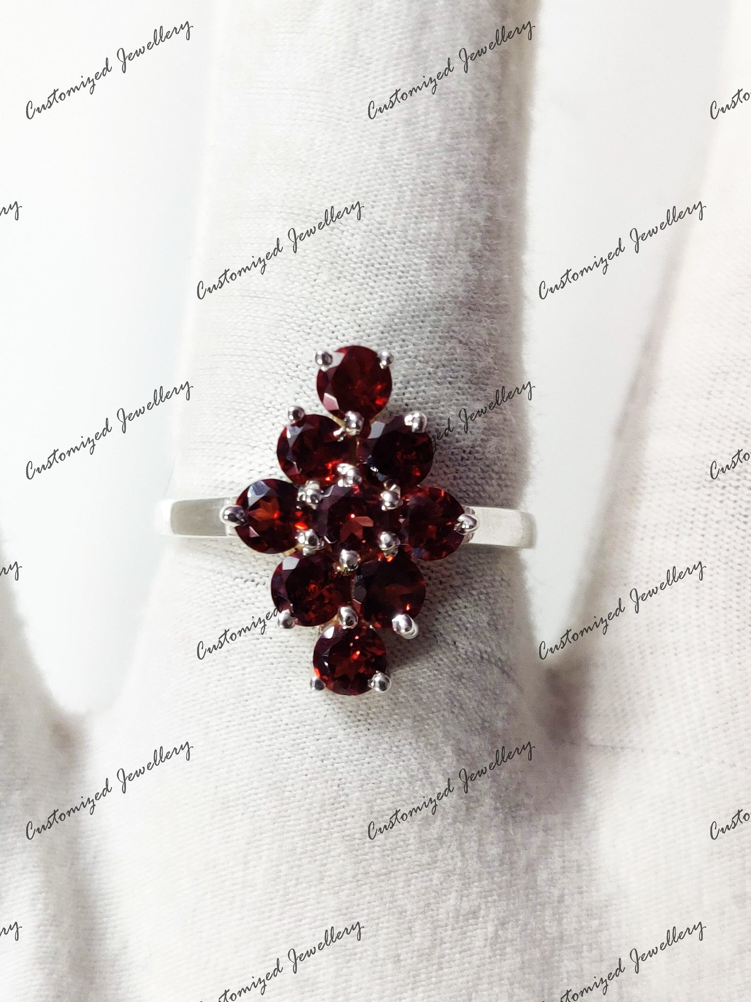 Solid Silver Garnet Statement Ring Garnet Anniversary Ring Garnet Promise Ring January Birthstone Ring Silver Garnet Birthstone Ring For Her