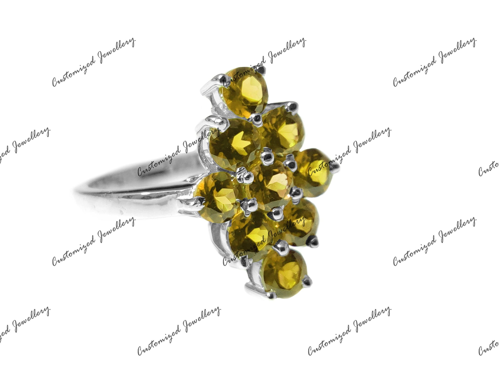 Solid Silver Citrine Statement Ring Citrine Anniversary Ring Citrine Promise Ring November Birthstone Ring Silver Citrine Birthstone Ring