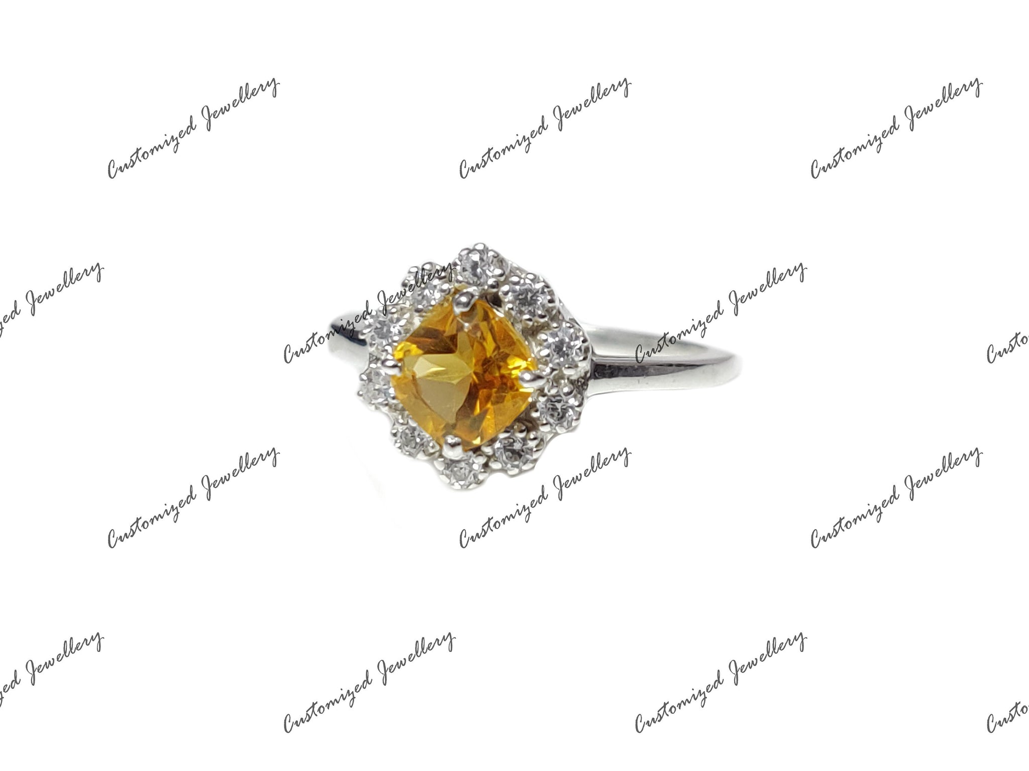 Silver Citrine Promise Ring Natural Citrine Cushion Cut Citrine Band For Her Solid Silver Citrine Birthstone Band Yellow Citrine Ring