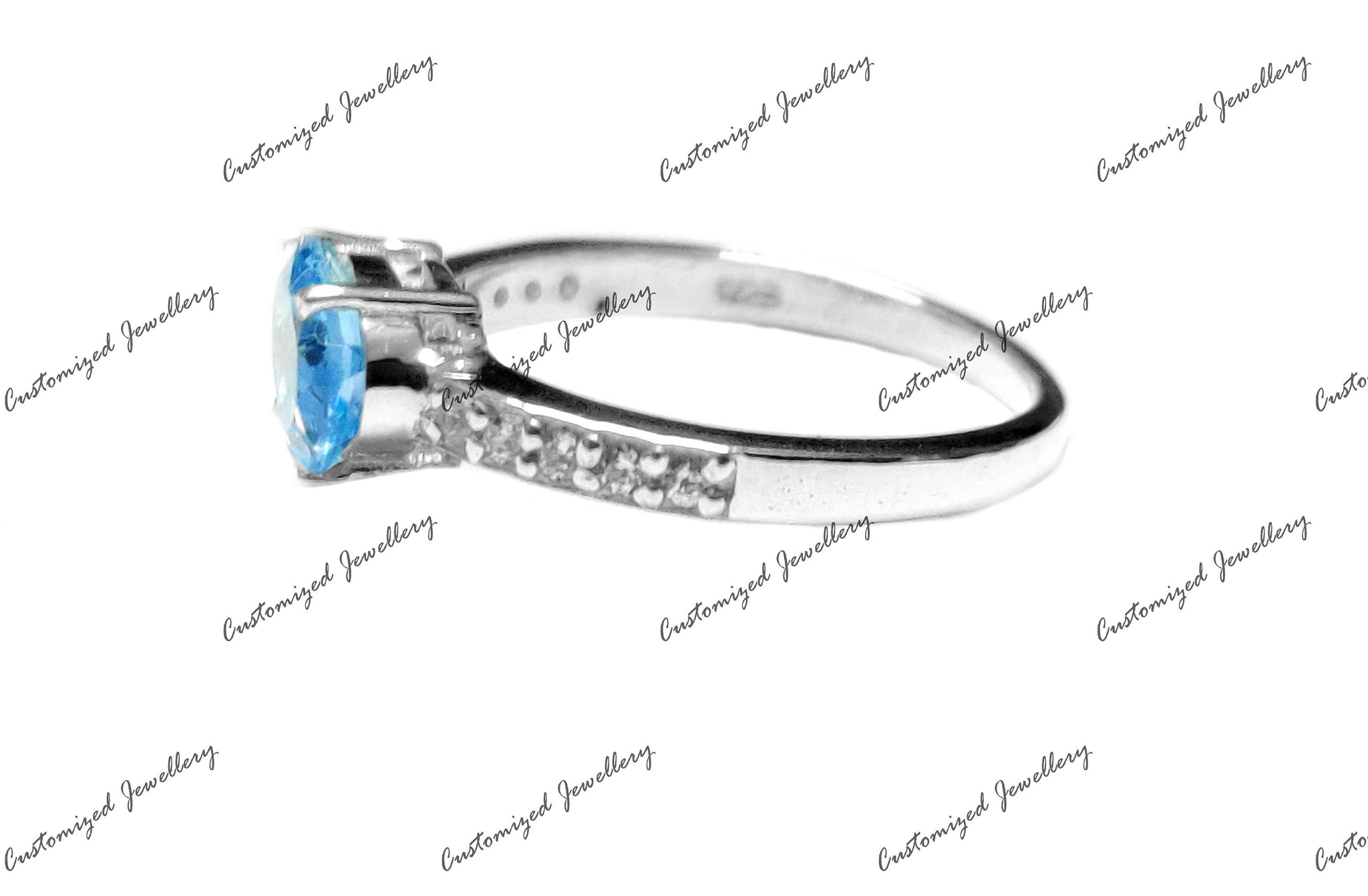 Blue Topaz Ring AAA Swiss Blue Topaz Statement Ring 6x8 mm Oval Blue Topaz Engagement Band November Birthstone Band Silver Blue Topaz Ring