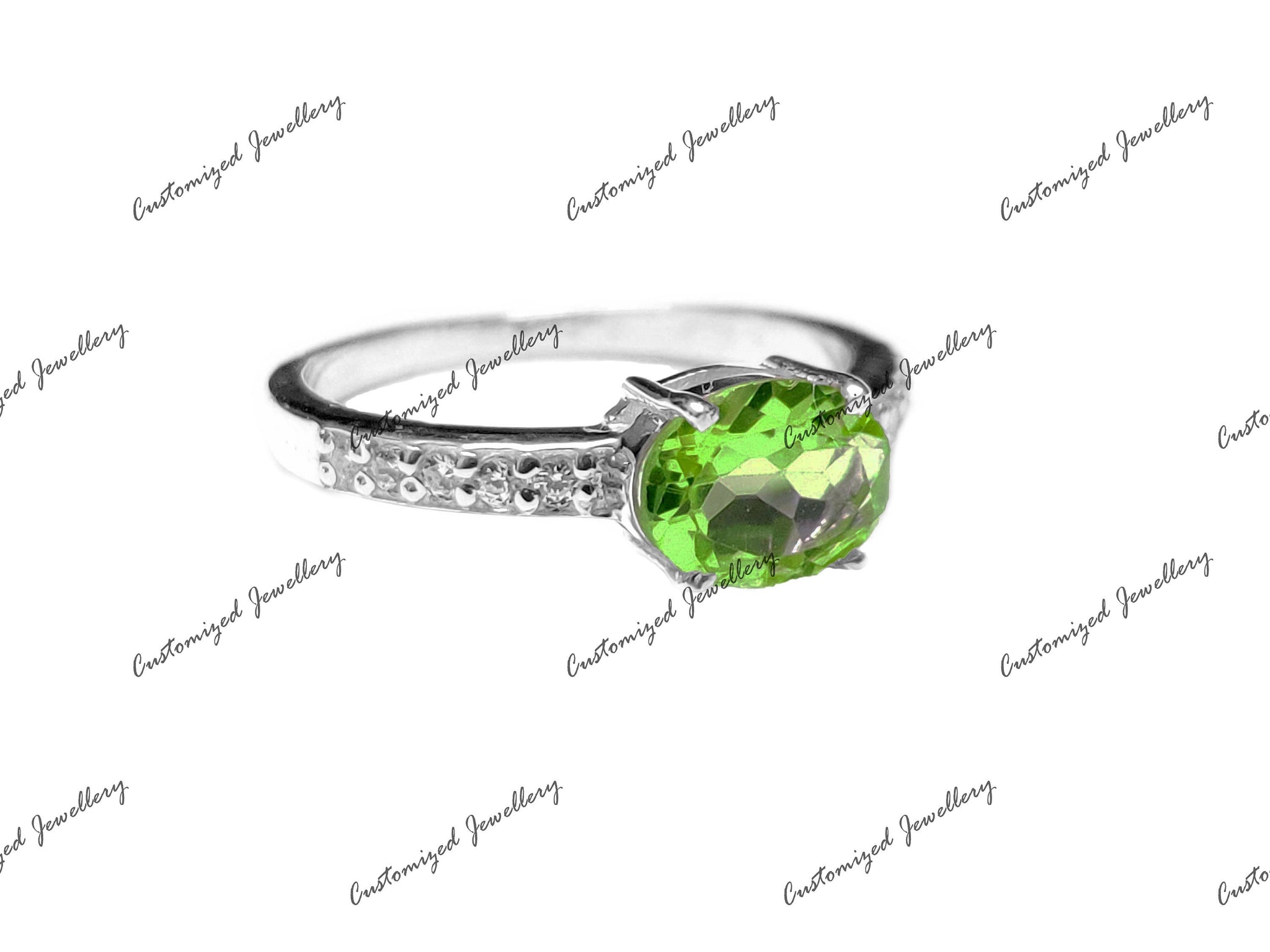 Peridot Ring AAA Quality Peridot Statement Ring 1.5 Ct Peridot Anniversary Band Peridot August Birthstone Ring 925Silver Peridot Band ForHer