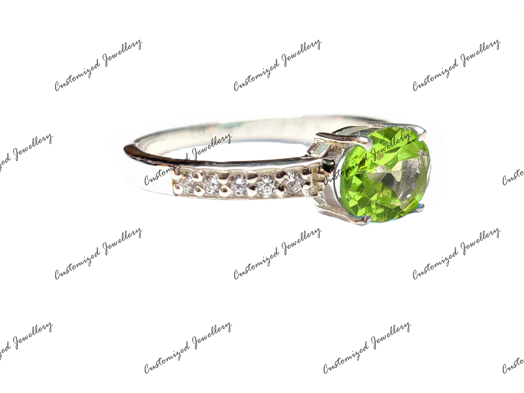 Peridot Ring AAA Quality Peridot Statement Ring 1.5 Ct Peridot Anniversary Band Peridot August Birthstone Ring 925Silver Peridot Band ForHer