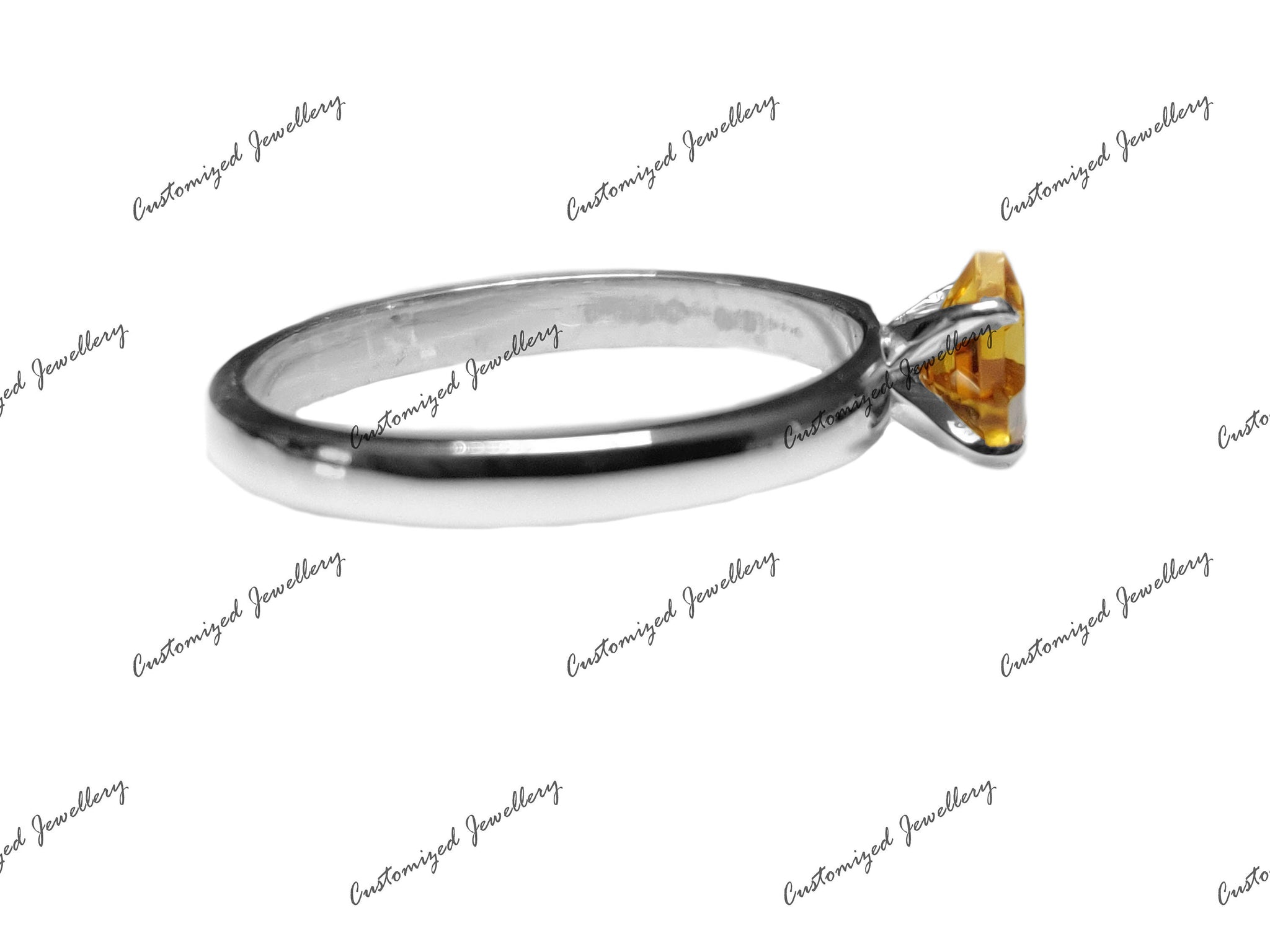 Silver Citrine Stacklable Band 5 mm Square Citrine Promise Ring Citrine Stacking Ring November Birthstone Ring Citrine Anniversary Ring