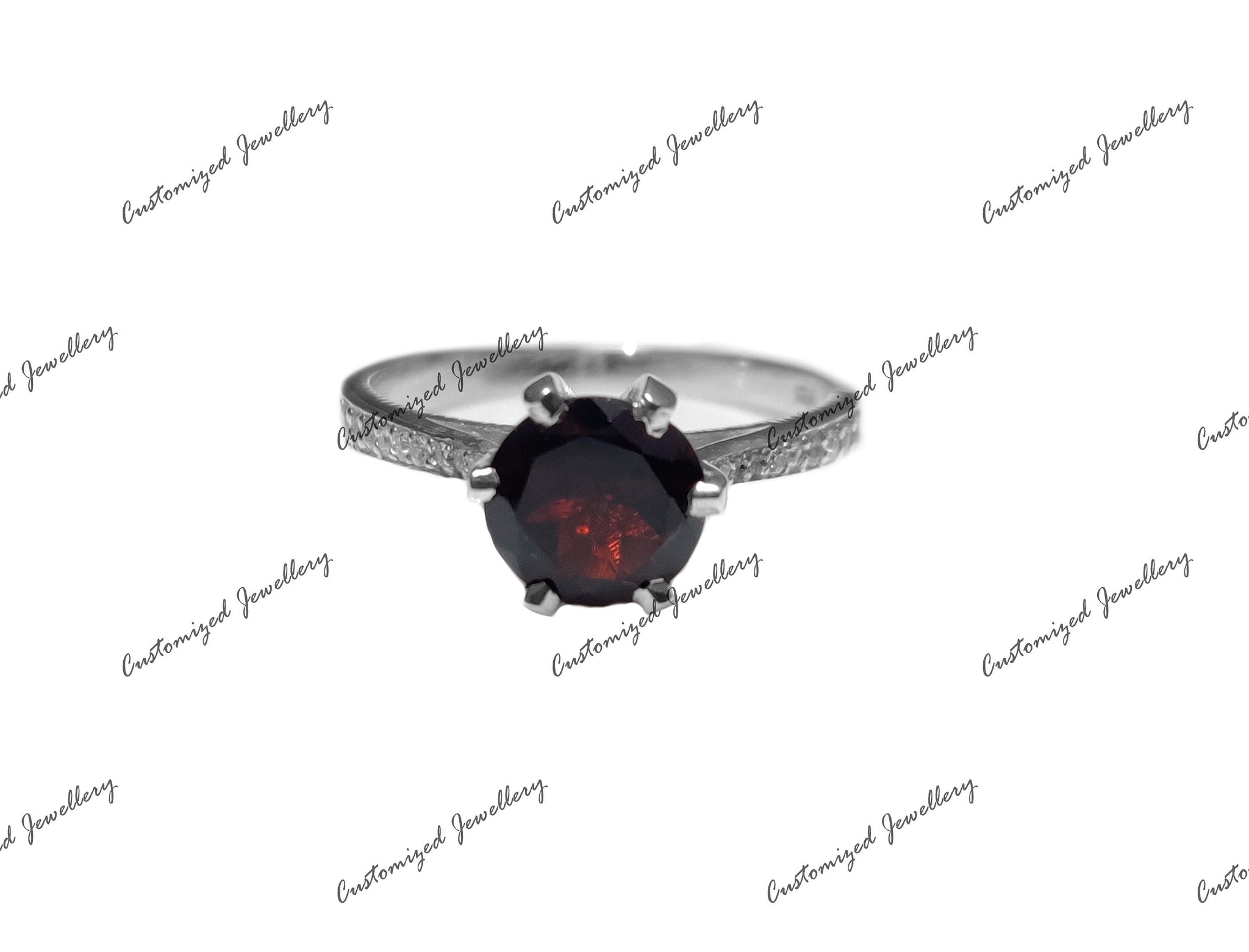Garnet Solitaire Engagement Ring 2 Ct Garnet Solitiare Wedding Band Top Grade Garnet Engagement Band January Birthstone Ring 925 Silver Ring