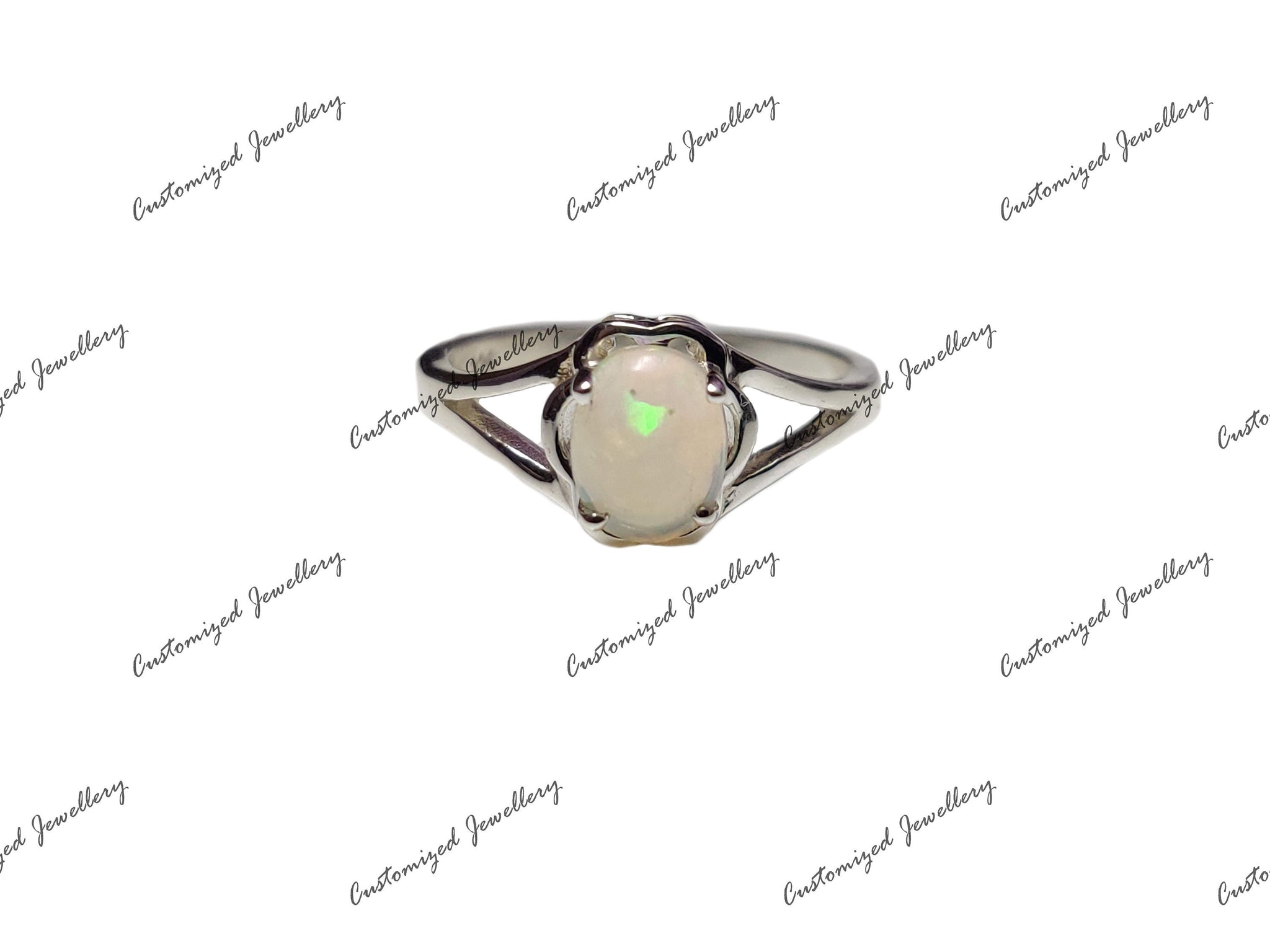 Natural Opal Band Silver Opal Birthstone Ring 6x8 mm Oval Opal October Birthstone Ring Opal Anniversary Ring Sterling Silver Opal Ring